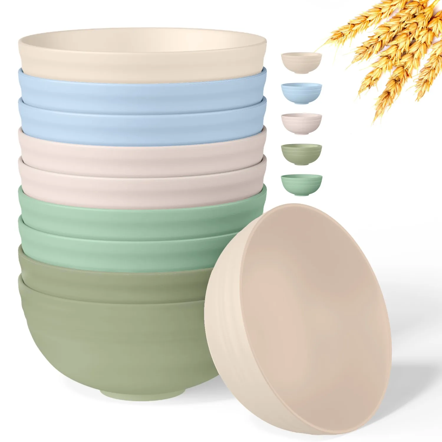 Quatish 10 PCS Cereal Bowls, Plastic Bowls, Small Snack Soup Kitchen Bowl