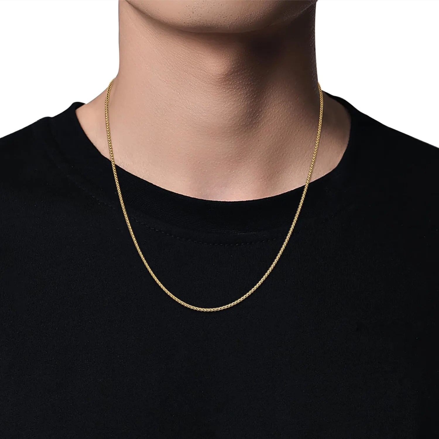 Fiusem Wheat Chains for Men Women, Stainless Steel Necklace