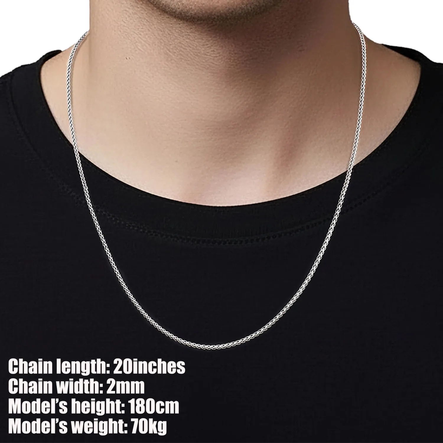 Fiusem Wheat Chains for Men Women, Stainless Steel Necklace