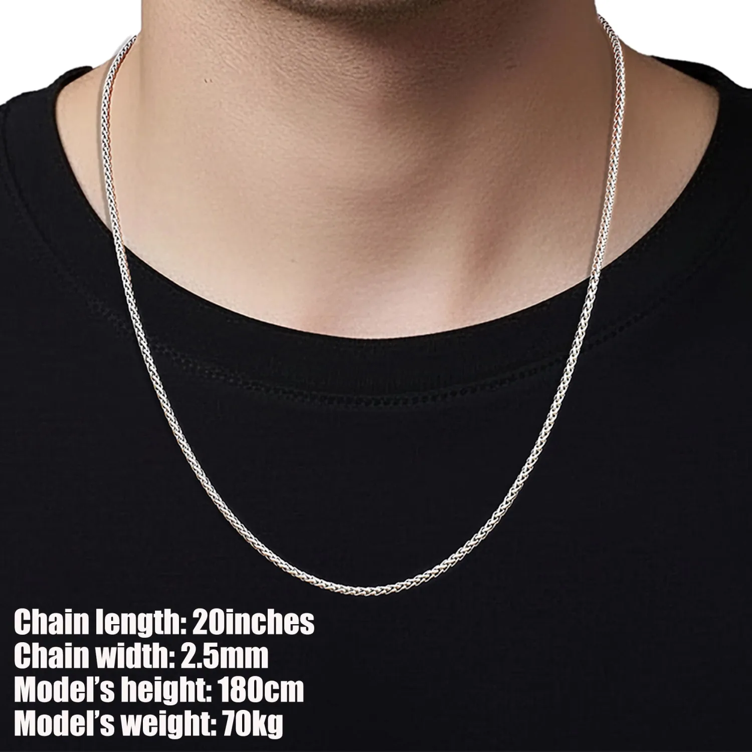 Fiusem Wheat Chains for Men Women, Stainless Steel Necklace