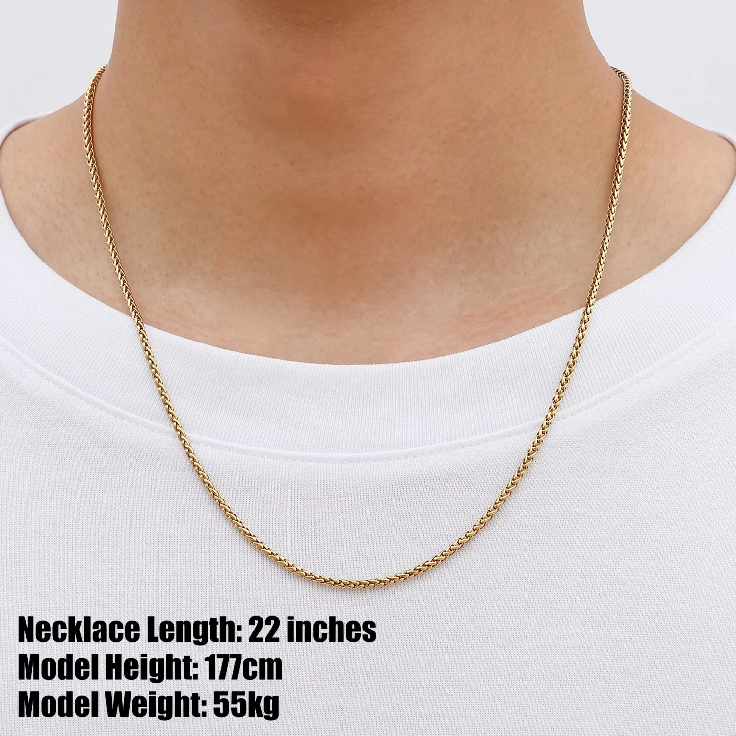 Fiusem Wheat Chains for Men Women, Stainless Steel Necklace