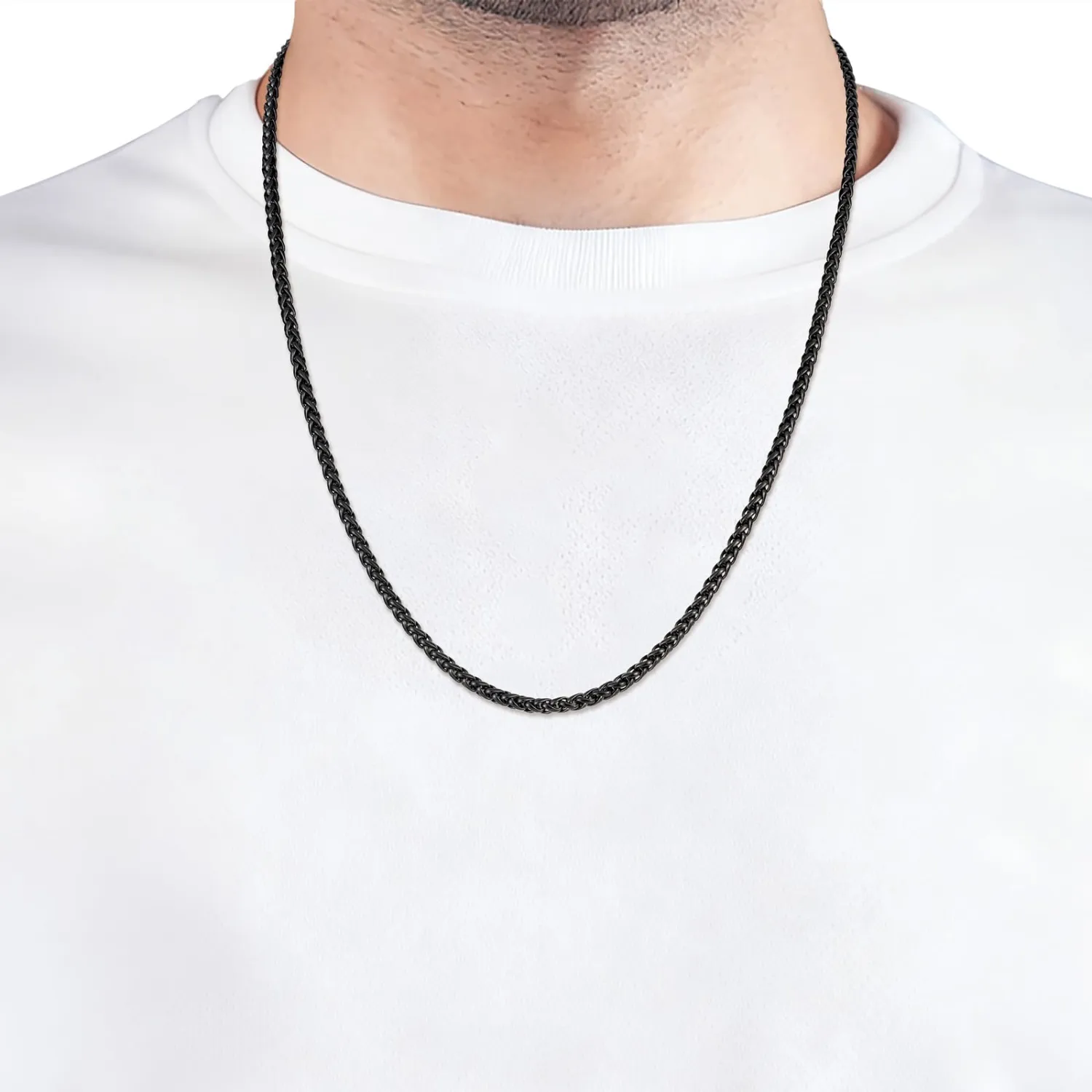 Fiusem Wheat Chains for Men Women, Stainless Steel Necklace