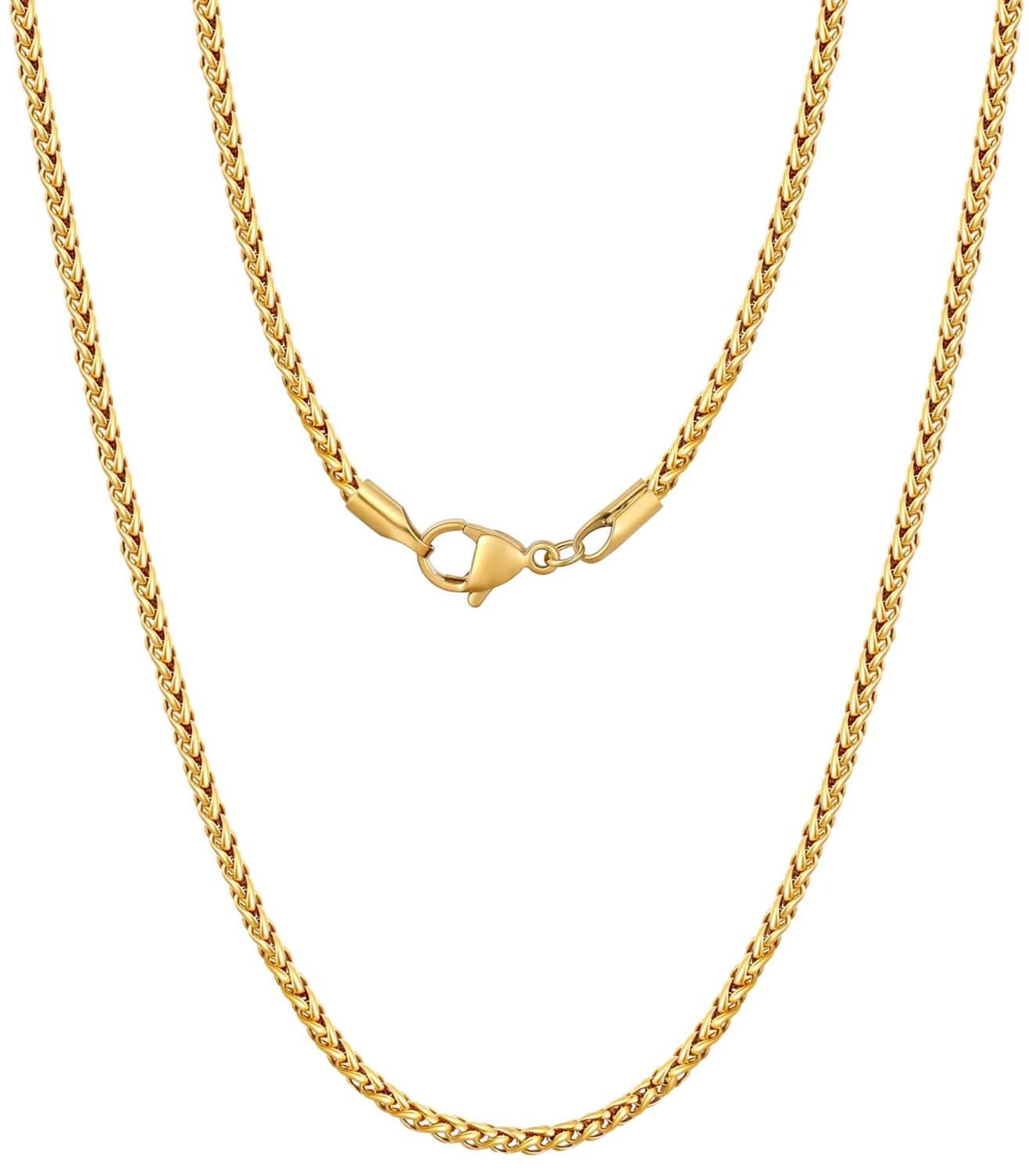 Fiusem Wheat Chains for Men Women, Stainless Steel Necklace