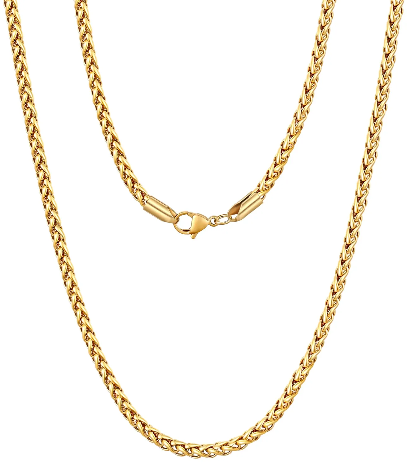 Fiusem Wheat Chains for Men Women, Stainless Steel Necklace