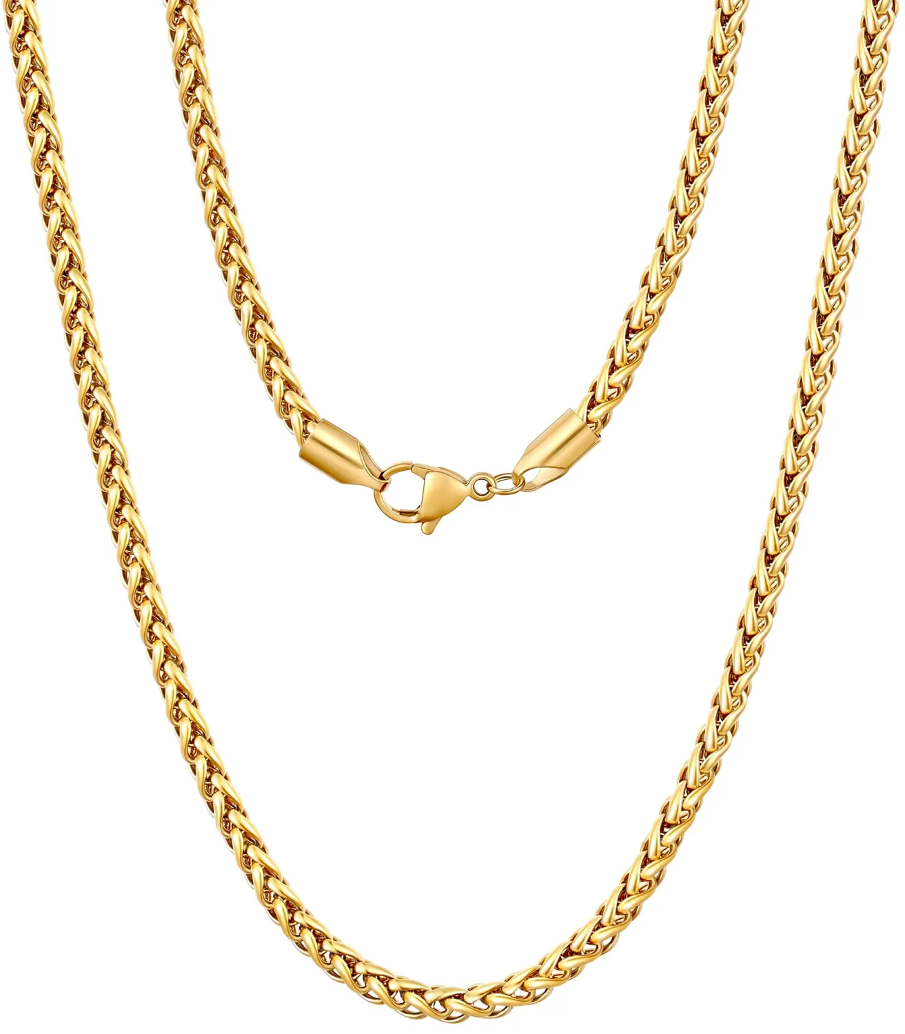 Fiusem Wheat Chains for Men Women, Stainless Steel Necklace