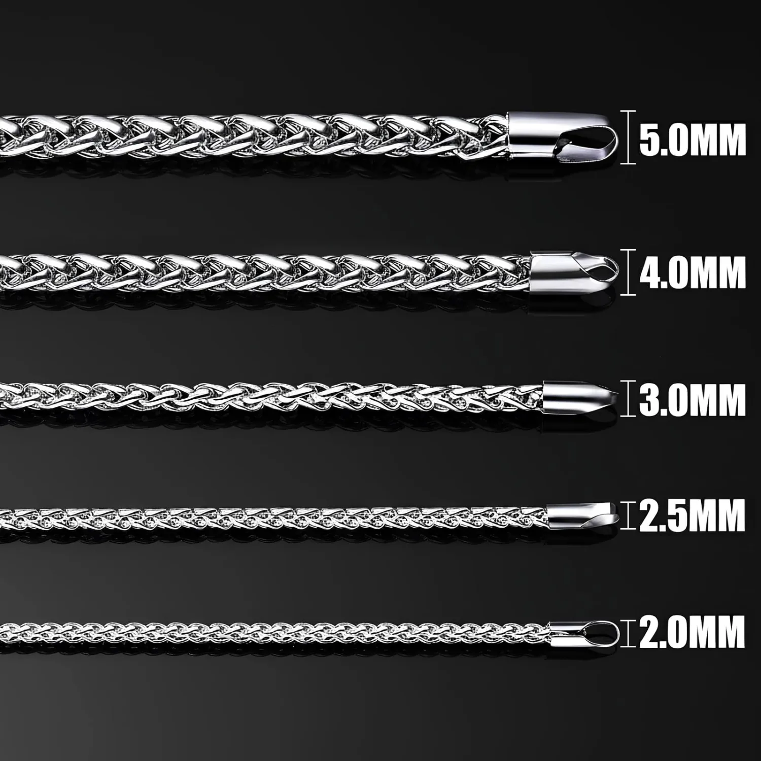Fiusem Wheat Chains for Men Women, Stainless Steel Necklace