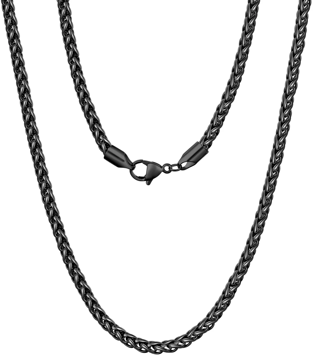 Fiusem Wheat Chains for Men Women, Stainless Steel Necklace