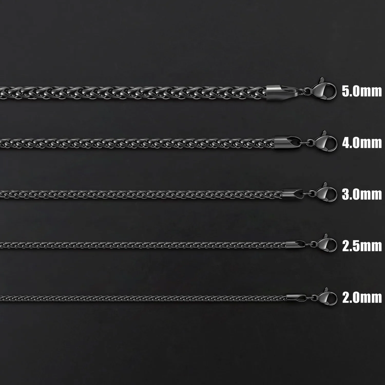 Fiusem Wheat Chains for Men Women, Stainless Steel Necklace