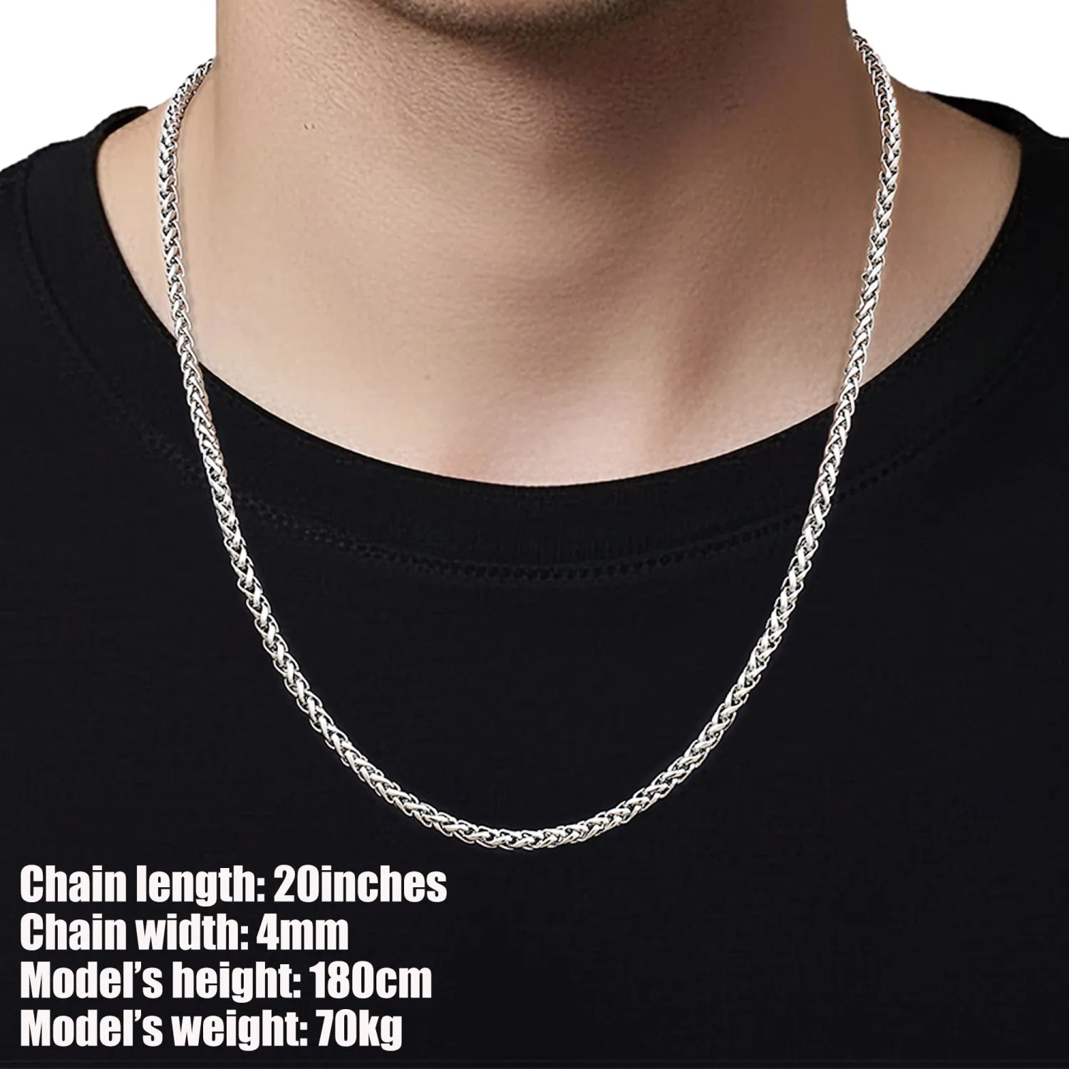 Fiusem Wheat Chains for Men Women, Stainless Steel Necklace