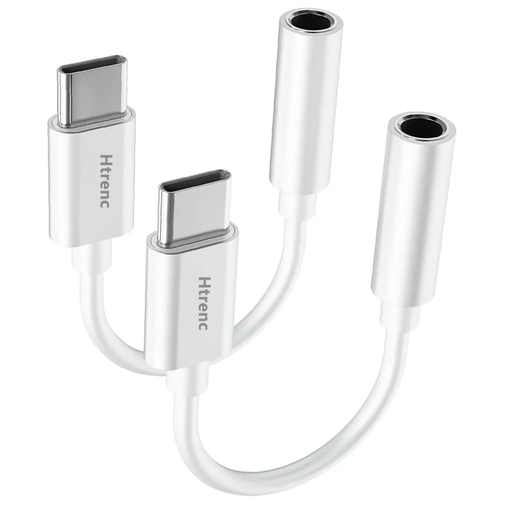 Htrenc USB C to 3.5mm Headphone Jack Adapter, 2 Pack