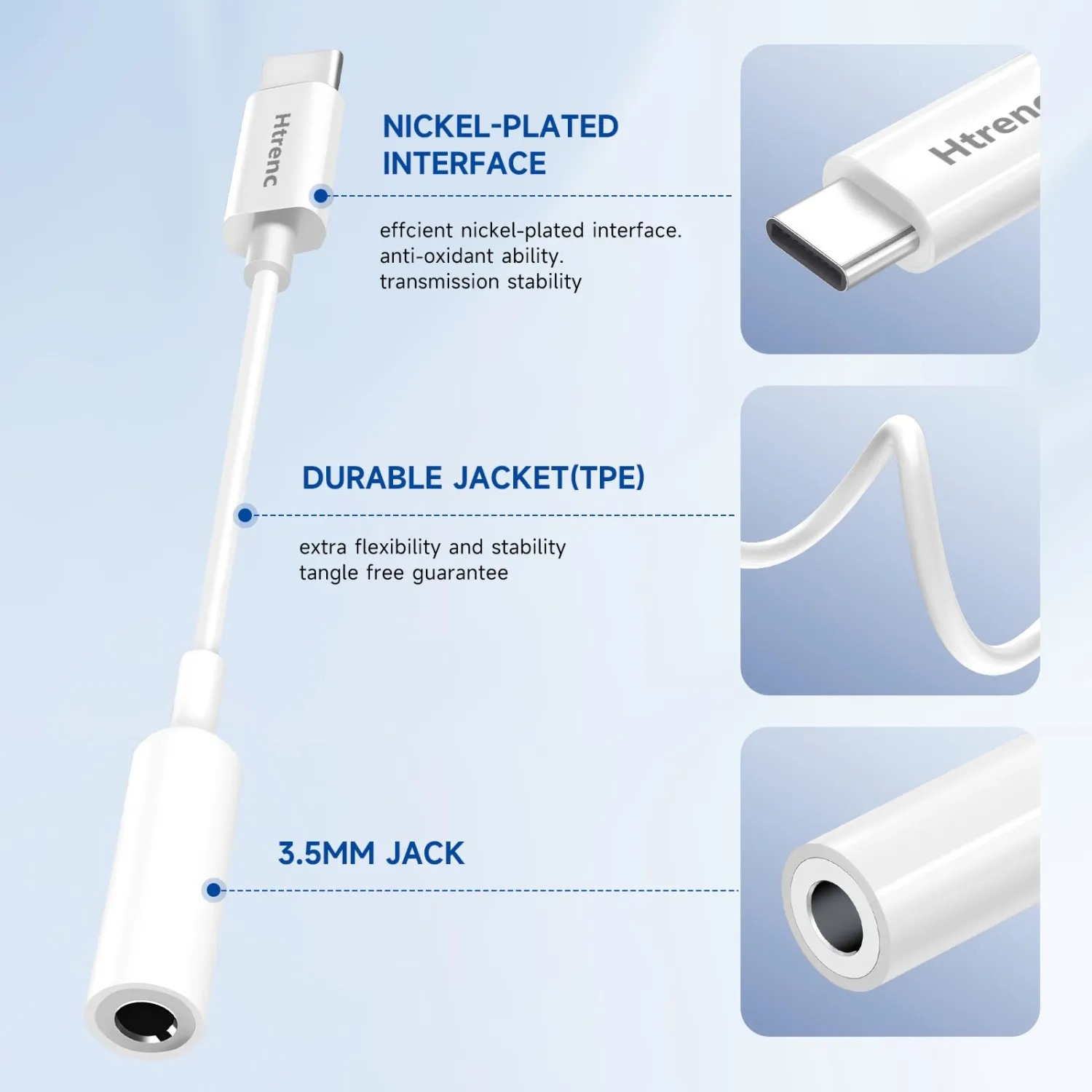 Htrenc USB C to 3.5mm Headphone Jack Adapter, 2 Pack