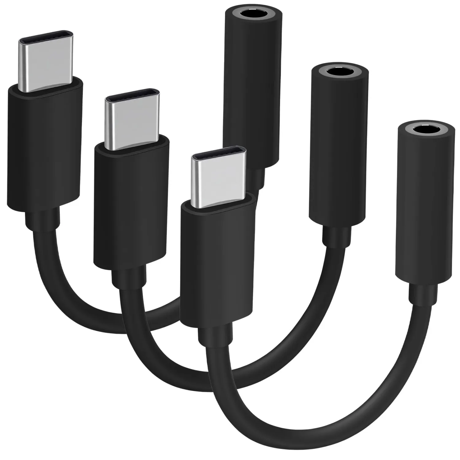 USB C to 3.5mm Headphone Jack Adapter for iPhone17/ iPhone 16/16 Pro/15/15 Pro/Pro Max/Plus, Type C Aux Audio Dongle Cable Cord Compatible with iPad, Samsung Galaxy S23/S23/S22/S21 Black（3 Pack）