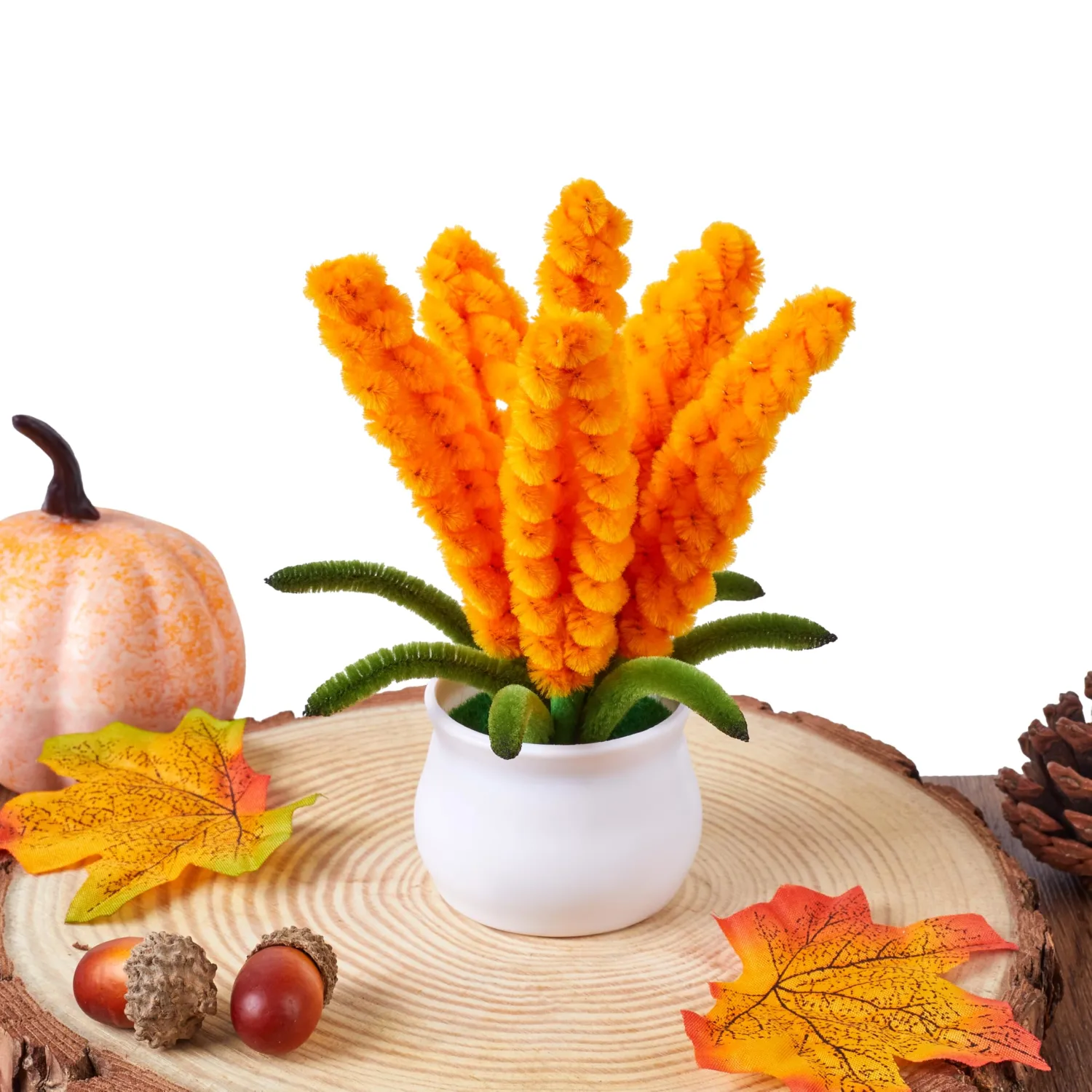 LAIDANLA Mini Wheat Bundle Pot Fall Decor, Handmade Desk Decoration Gifts