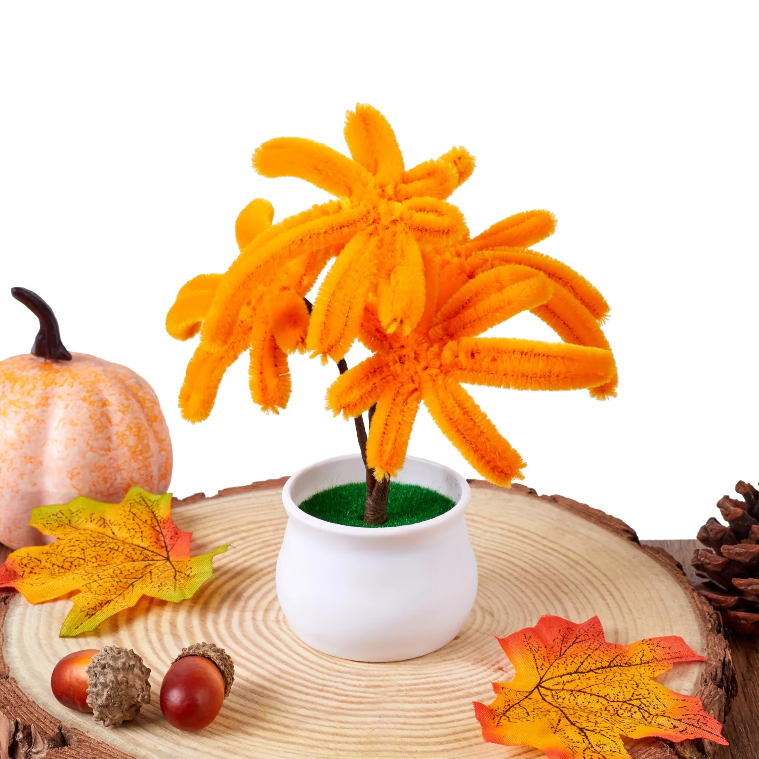 LAIDANLA Mini Maple Leaf Pot Fall Decor, Handmade Desk Decoration Gifts