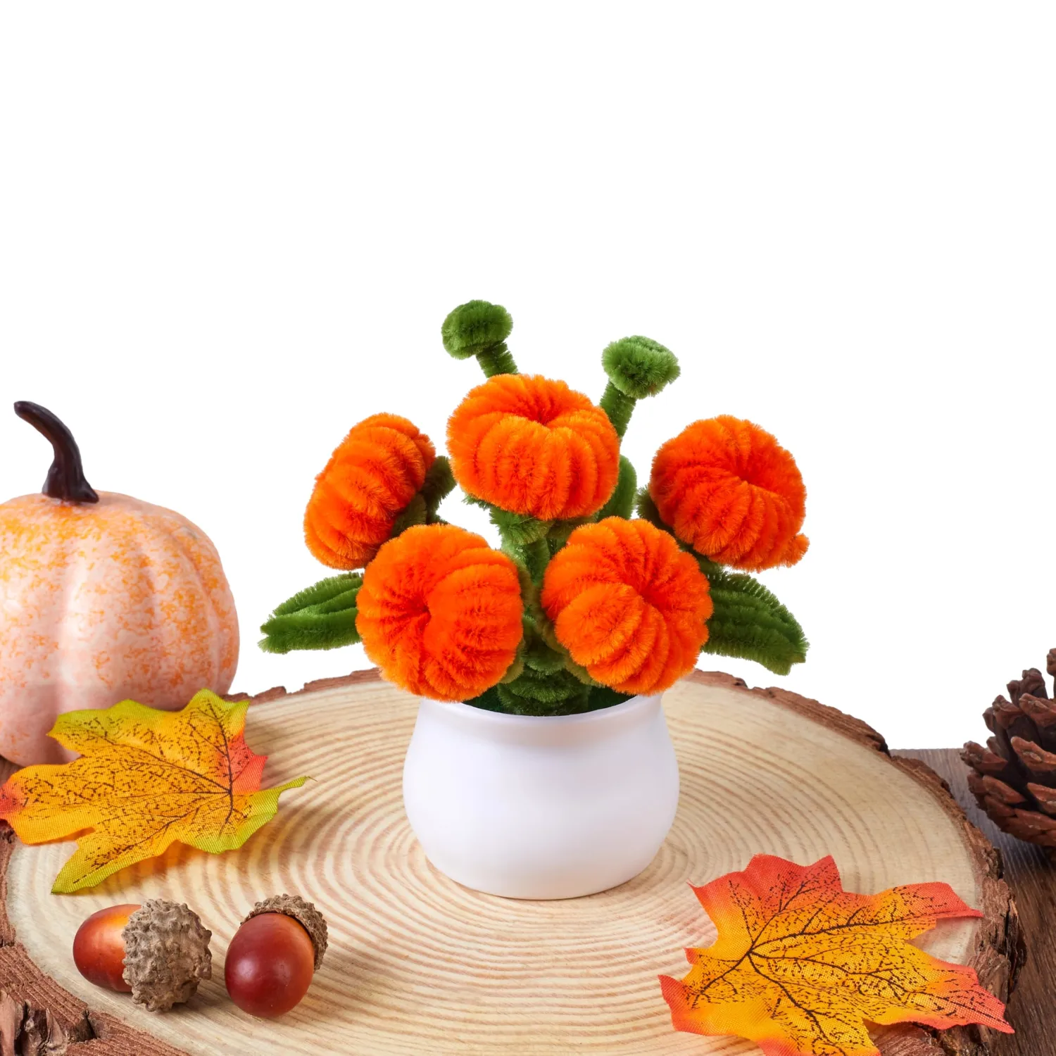 LAIDANLA Mini Pumpkin Pot Fall Decor, Handmade Autumn Desk Decoration Gifts
