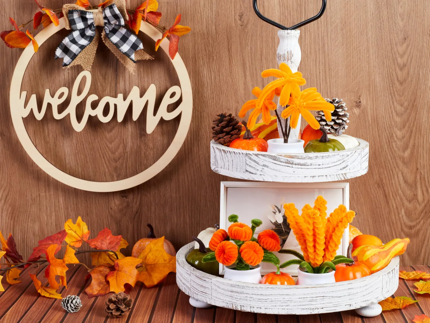 LAIDANLA Mini Pumpkin Pot Fall Decor, Handmade Autumn Desk Decoration Gifts