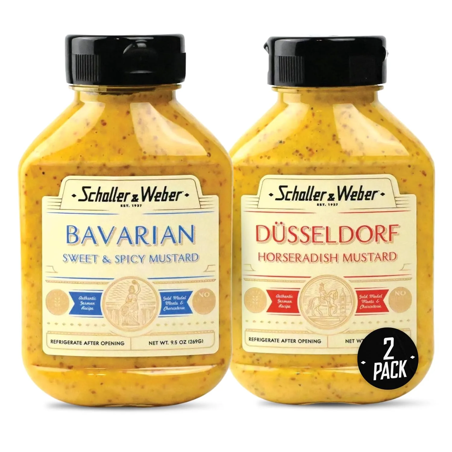 Schaller & Weber Düsseldorf Horseradish & Bavarian Mustards, 9 Oz (2-pack)