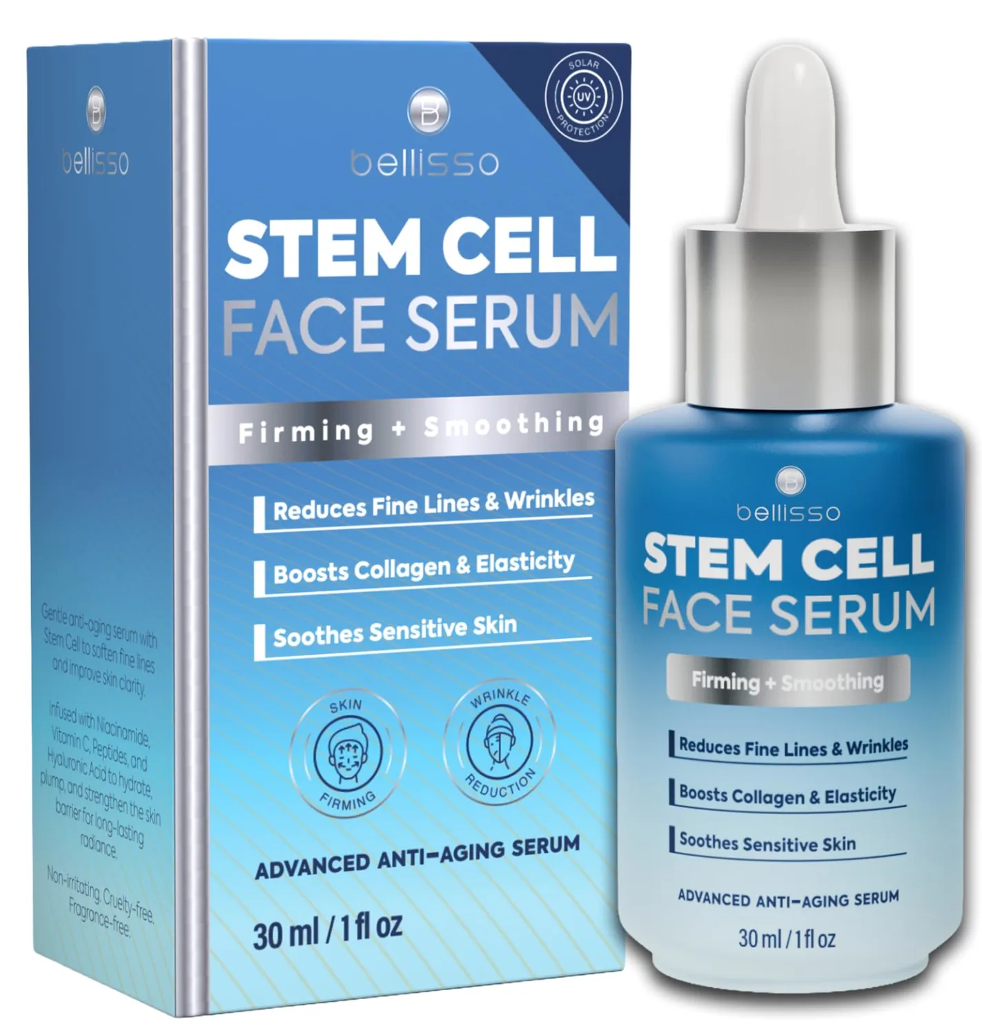 Stem Cell Face Serum - Instant Lift with Peptides and Hyaluronic Acid - Anti Aging Treatment for Fine Lines and Wrinkles - Hydrating Antioxidant - Plumping Facial Serum for Women - 1 Fl Oz