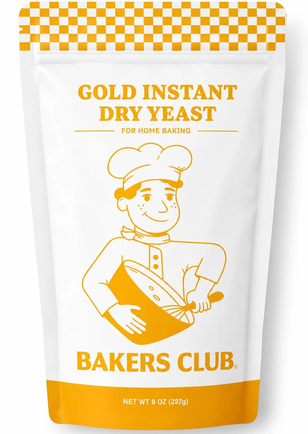 Bakers Club Gold Instant Dry Yeast for Sweet Dough, 8 oz Resealable Pouch | Rapid Rise Baking Yeast | Perfect for Brioche, Cinnamon Rolls, Donuts, Sweet Breads & Bread Machines
