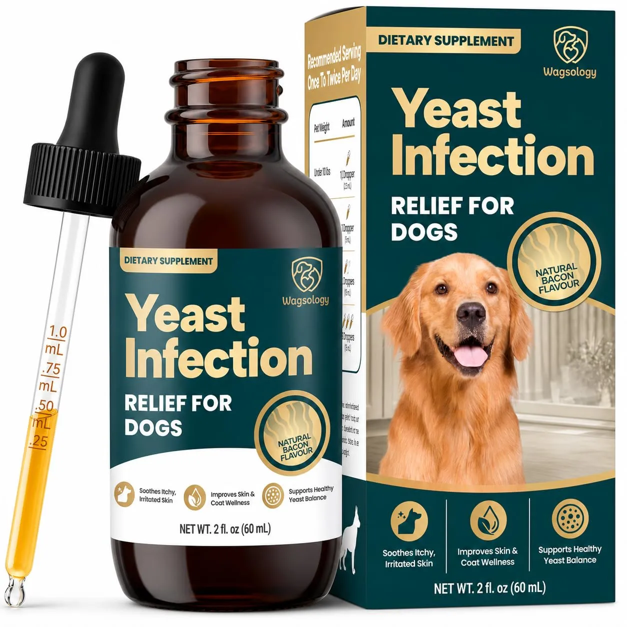 Yeast Infection Treatment for Dogs Drops (7 in 1 Formula) Soothes Itchy & Irritated Skin, Improves Skin and Coat, Dog Yeast Infection Treatment & Anti Yeast Drops for Dogs