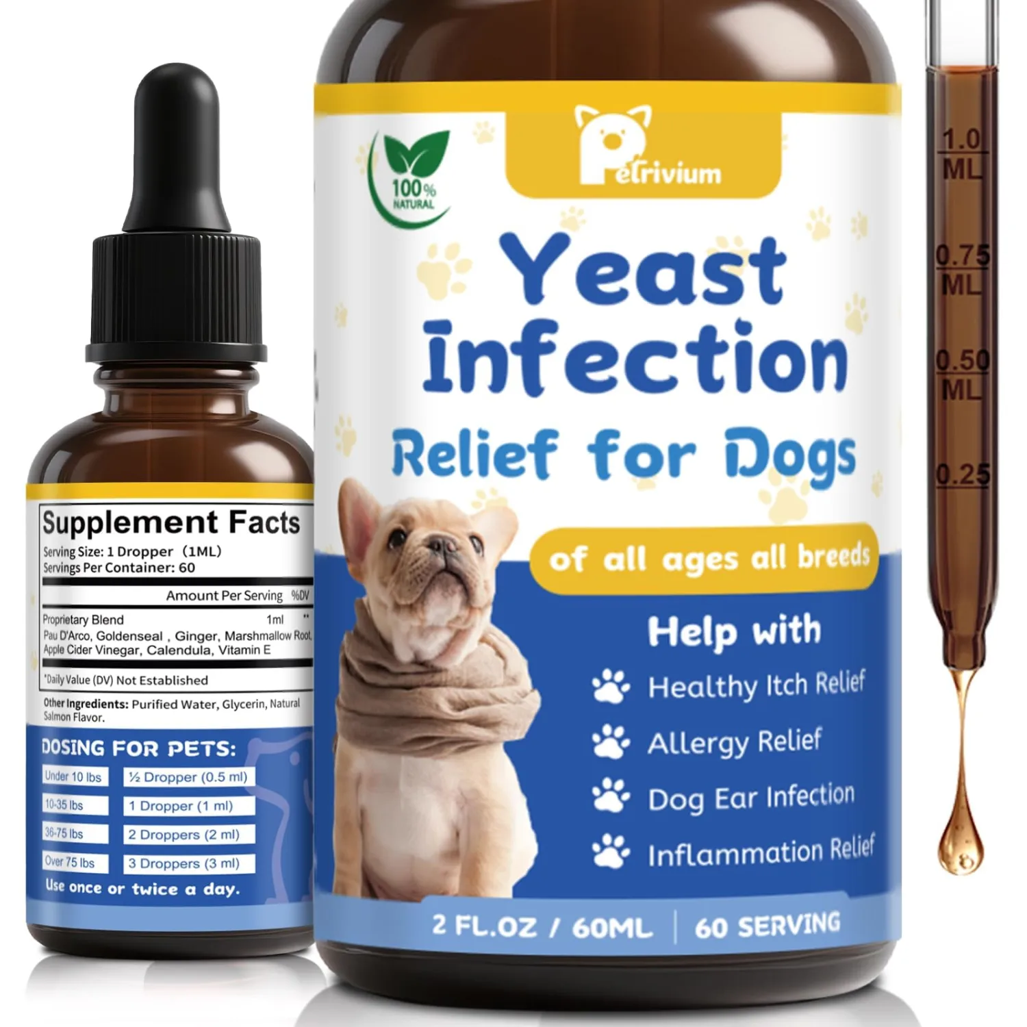 Yeast Infection Treatment for Dog, Natural Itch Relief for Ear & Paw Yeast