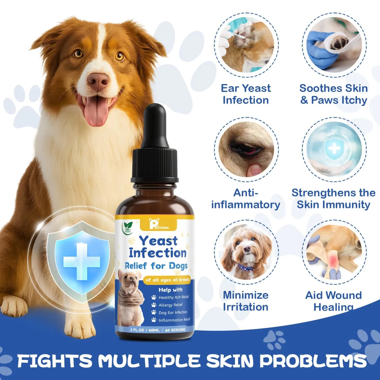 Yeast Infection Treatment for Dog, Natural Itch Relief for Ear & Paw Yeast