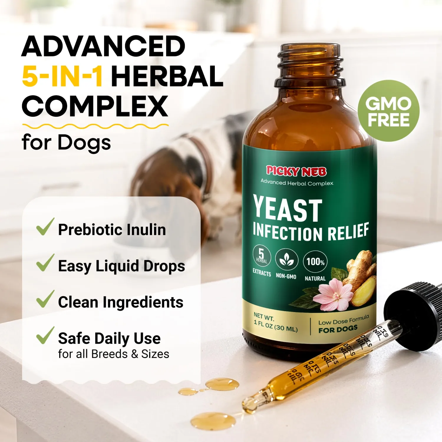 Dog Yeast Infection Treatment, Itching Supports Ear Skin Paw 1 Oz