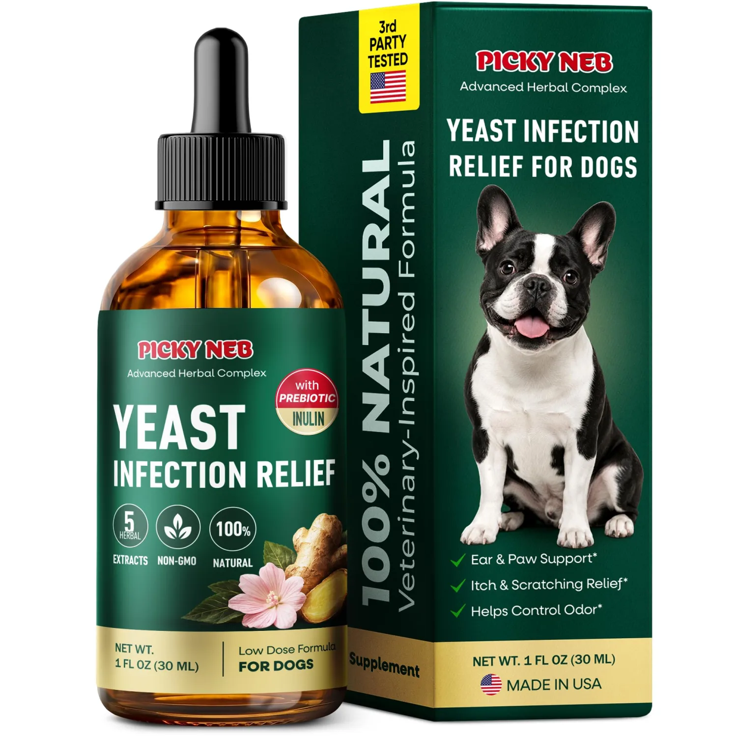 Dog Yeast Infection Treatment, Itching Supports Ear Skin Paw 1 Oz