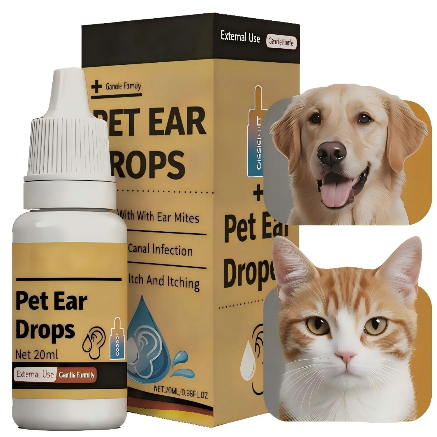 Ear Infection Treatment Drops for Dogs and Cats, Ear Mites Treatment, Soothing Dog Yeast Infection, Ear Wax Removal,Itchy Ear Relief-Treats Ear Infections for Dogs & Cats - 0.67 fl oz