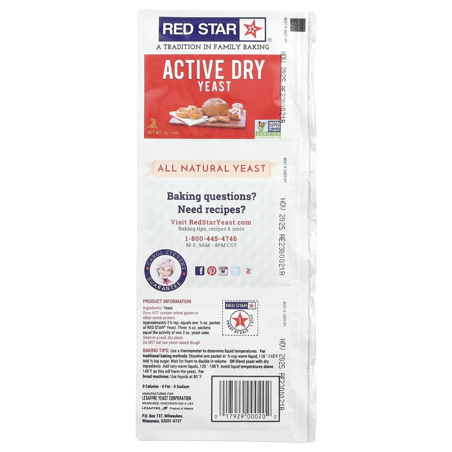 Red Star, Active Dry Yeast, 0.25 Ounce