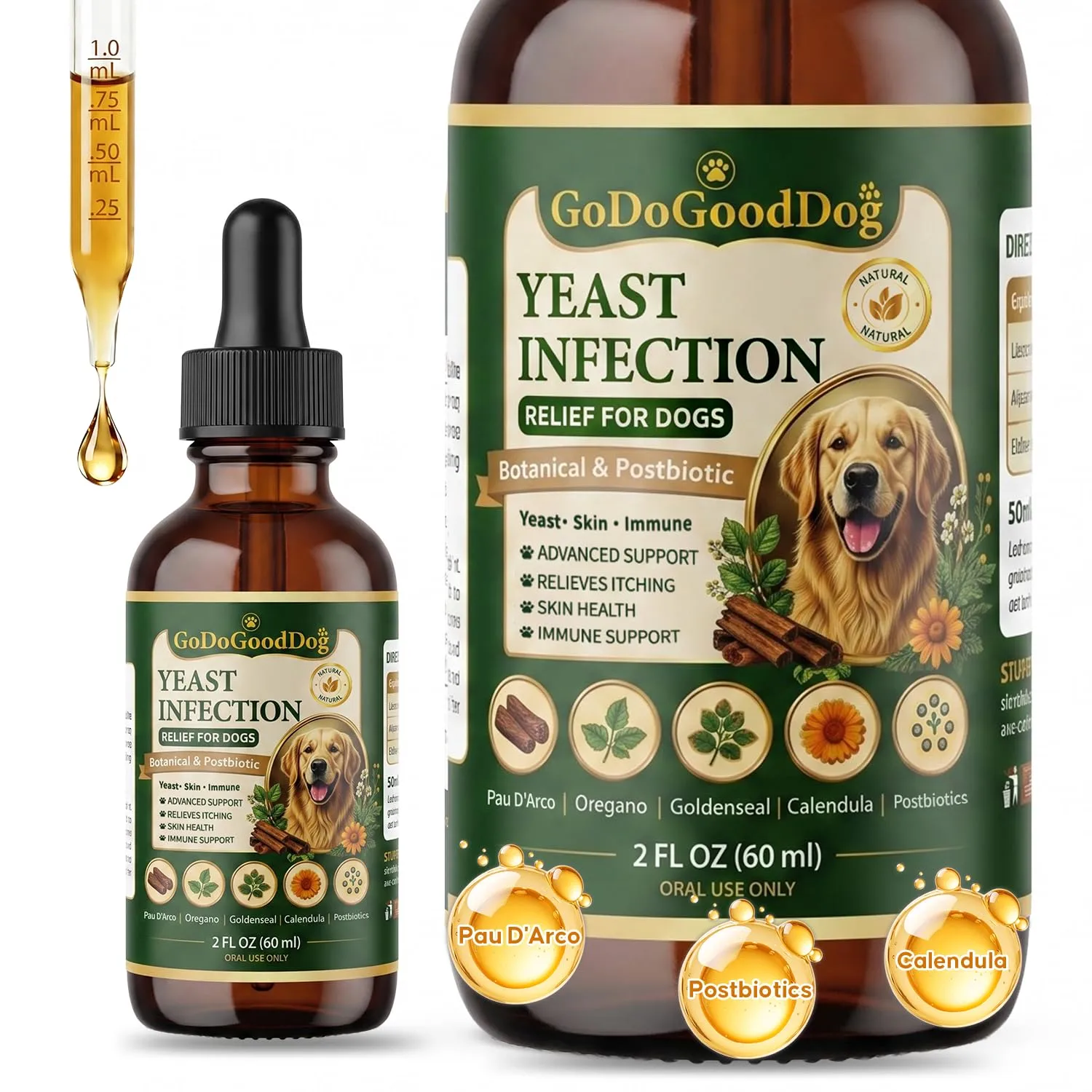 Natural Yeast Support for Dogs, Gut Skin Ear & Paw Balance, Chicken Flavor