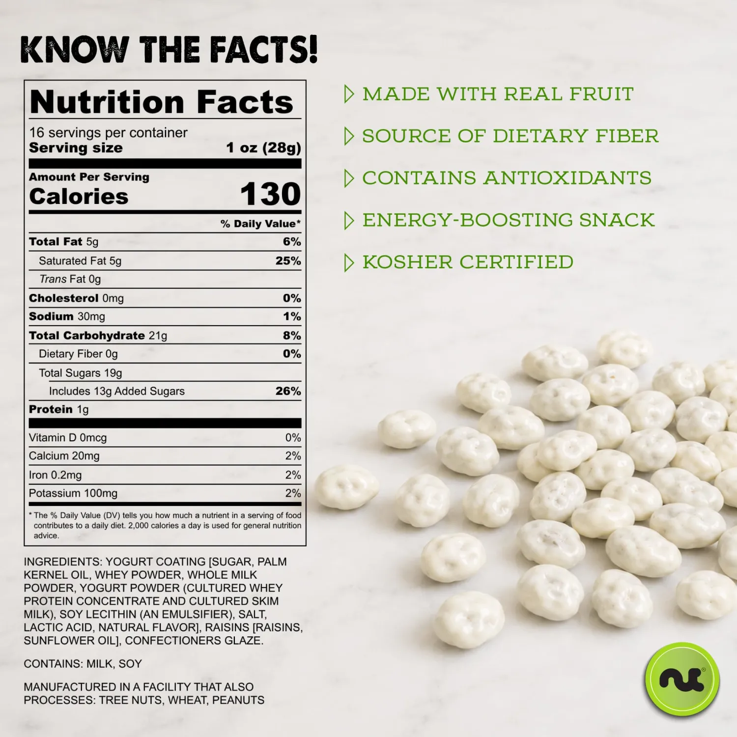 NUT CRAVINGS - Yogurt Covered Raisins (16oz, 1 LB)