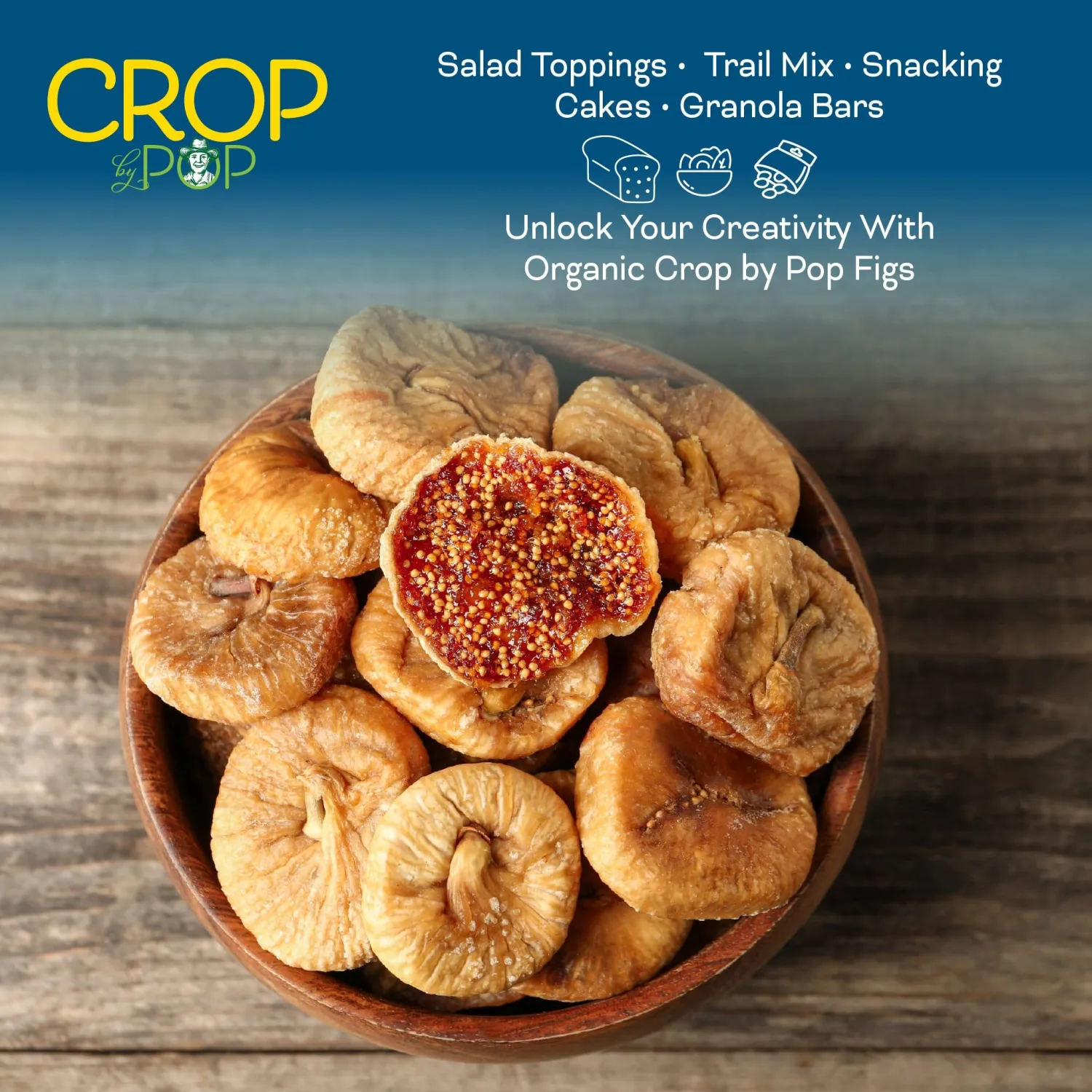 CROP BY POP - Organic Sun-Dried Turkish Smyrna White Figs (16oz, 1 LB)