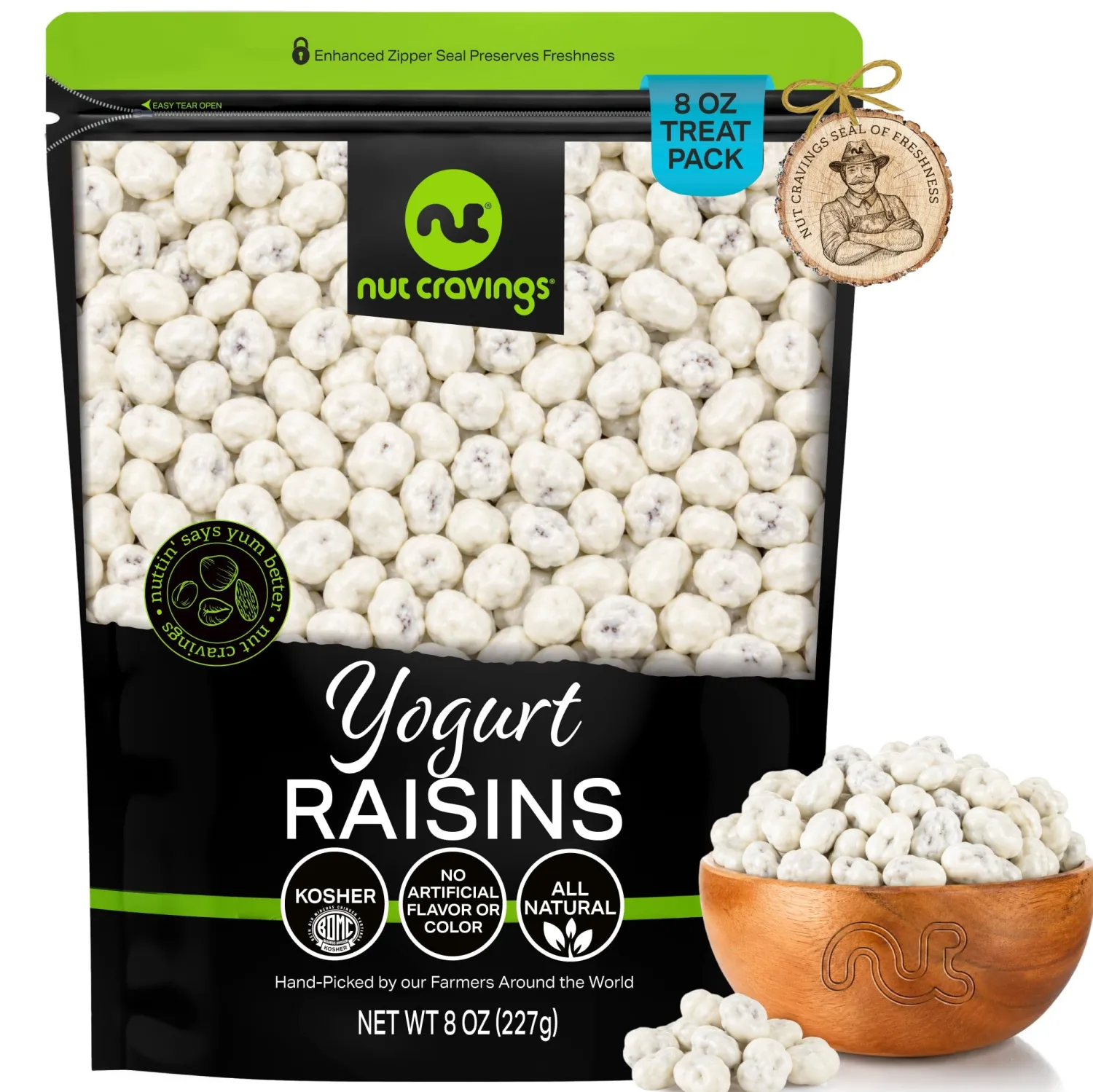 NUT CRAVINGS - Yogurt Covered Raisins (8oz, 1 Pack)
