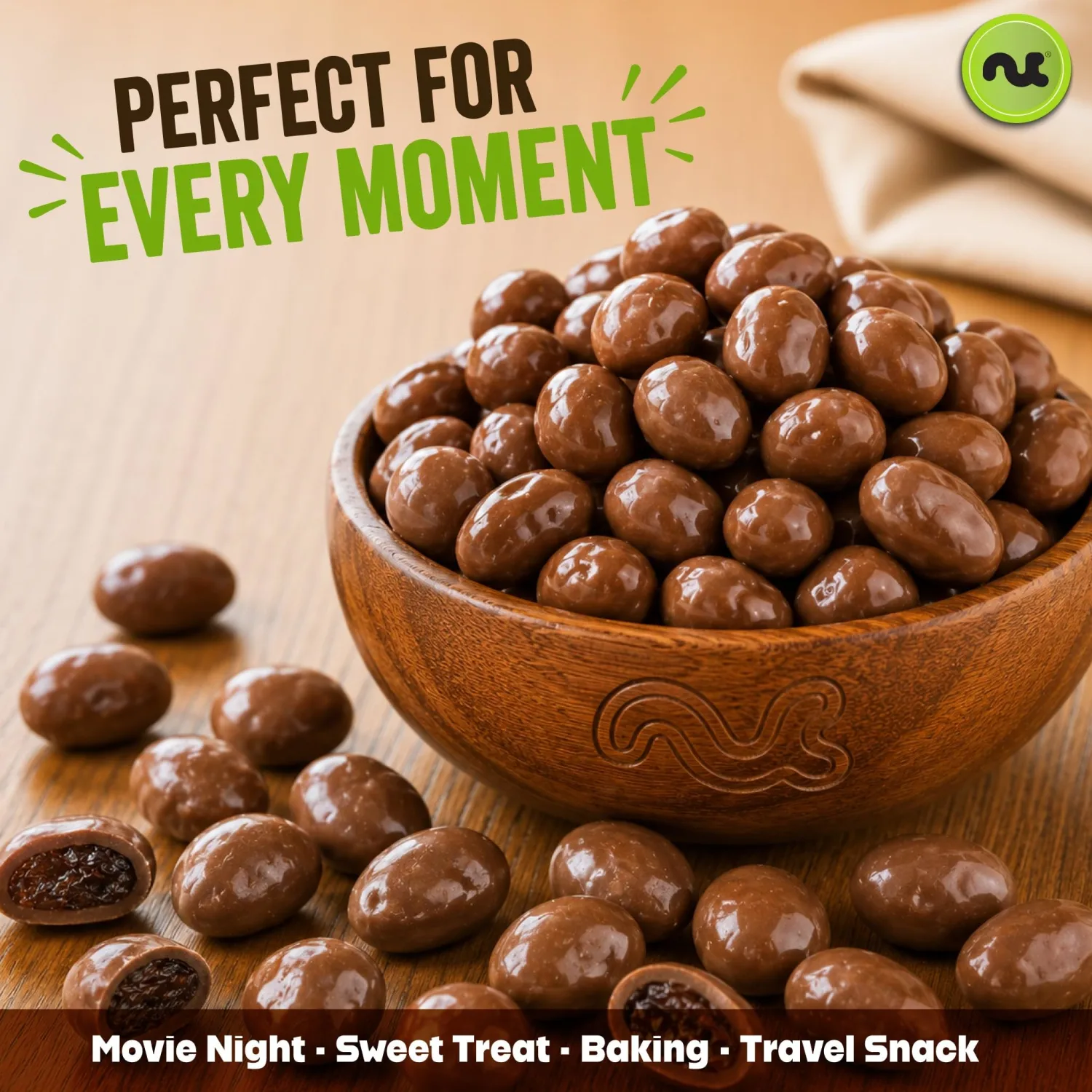 NUT CRAVINGS - Chocolate Covered Raisins (8oz, 1 Pack)