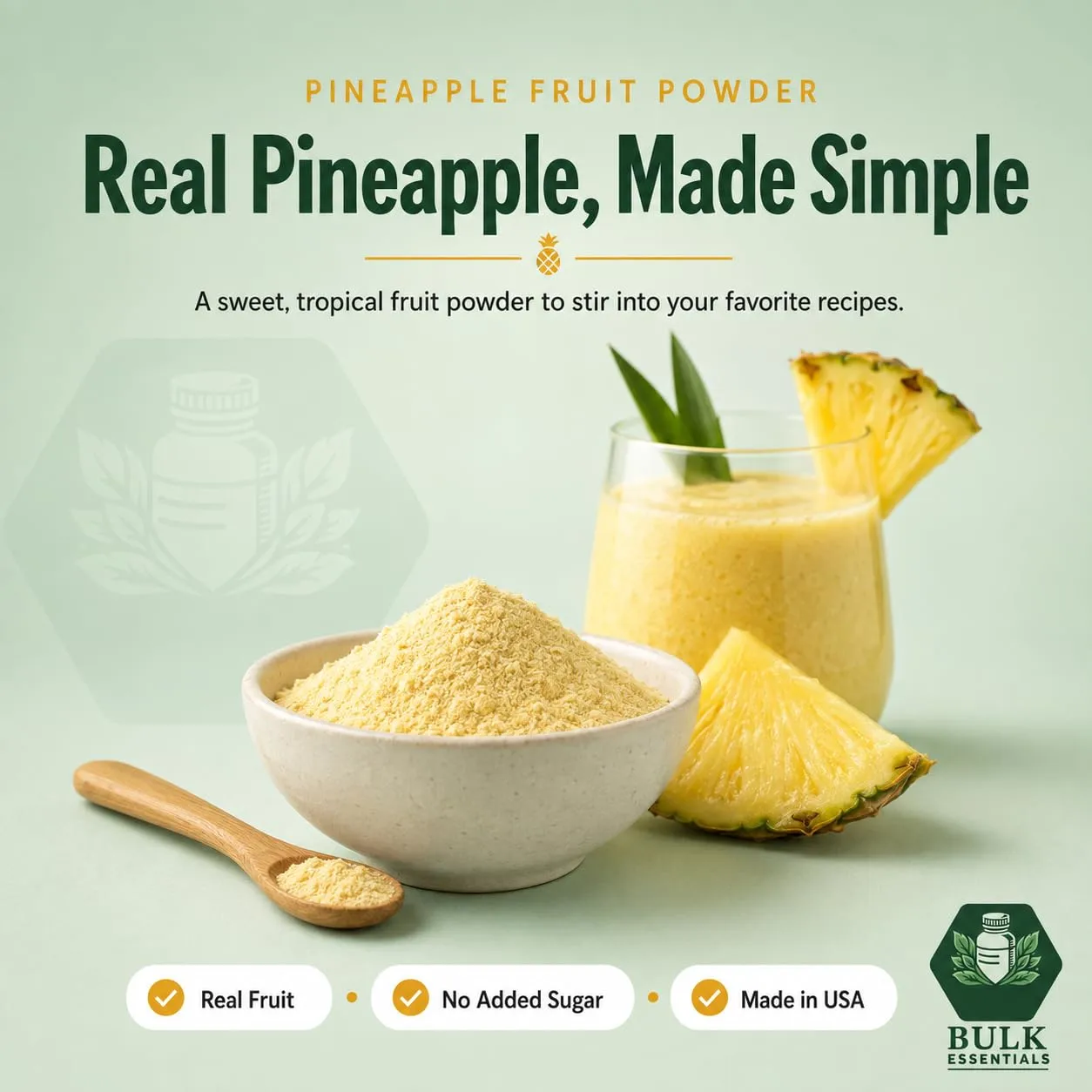 Bulk Essentials Pineapple Powder with Maltodextrin, for Smoothies, 500g