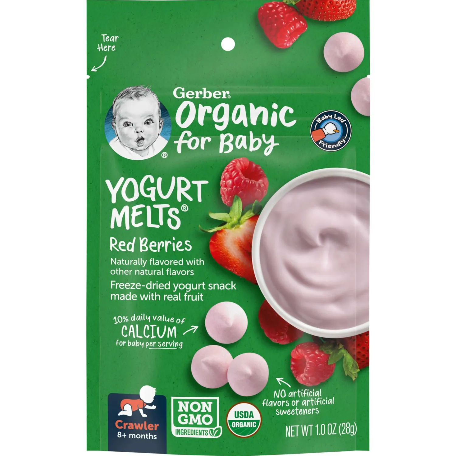 Gerber Organic Yogurt Melts, Red Berries, 1 oz