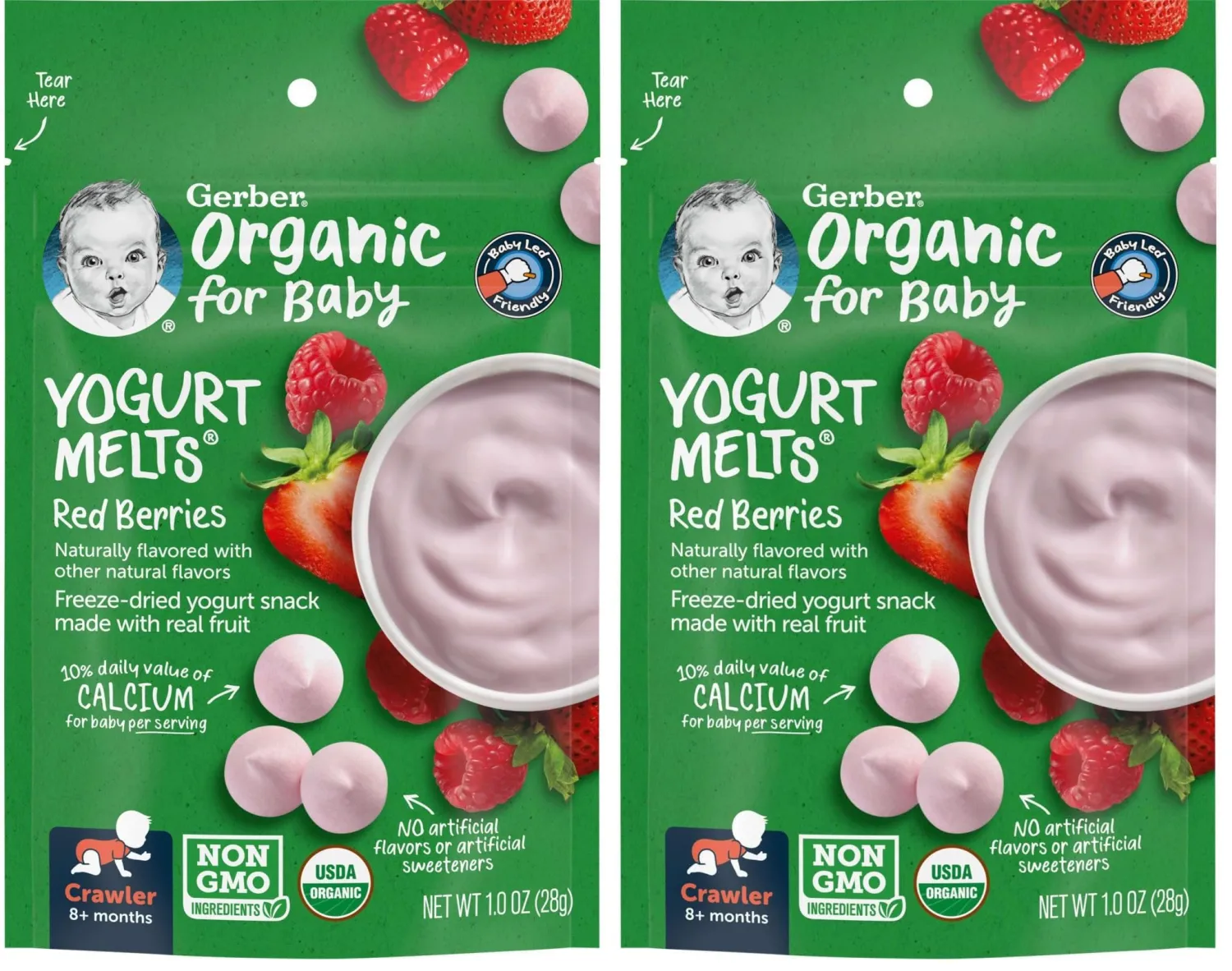 Gerber Organic Yogurt Melts, Red Berries, 1 oz (Pack of 2)