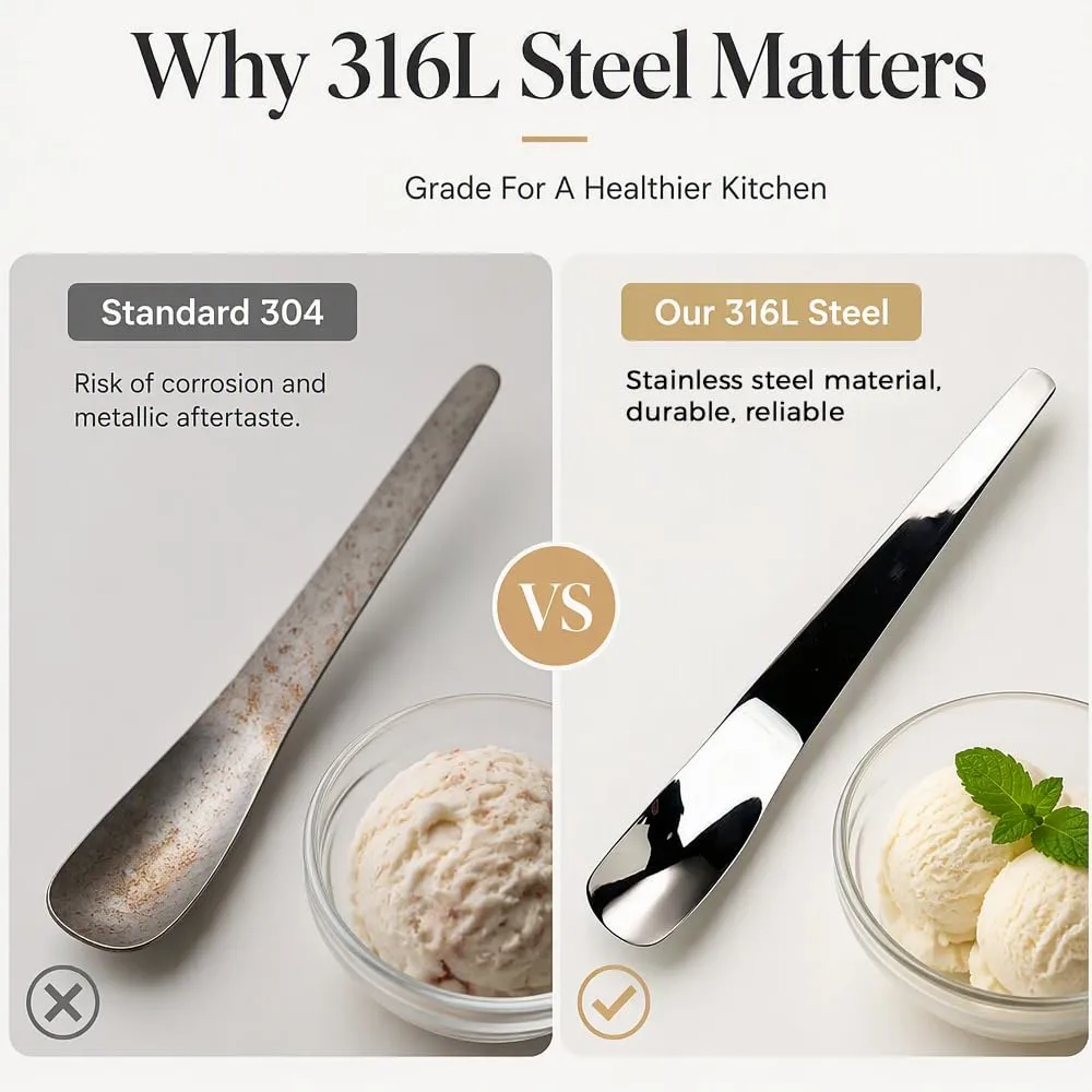 2026 New Stainless Steel Dessert Spoon with Long Ergonomic Handle (1PCS)