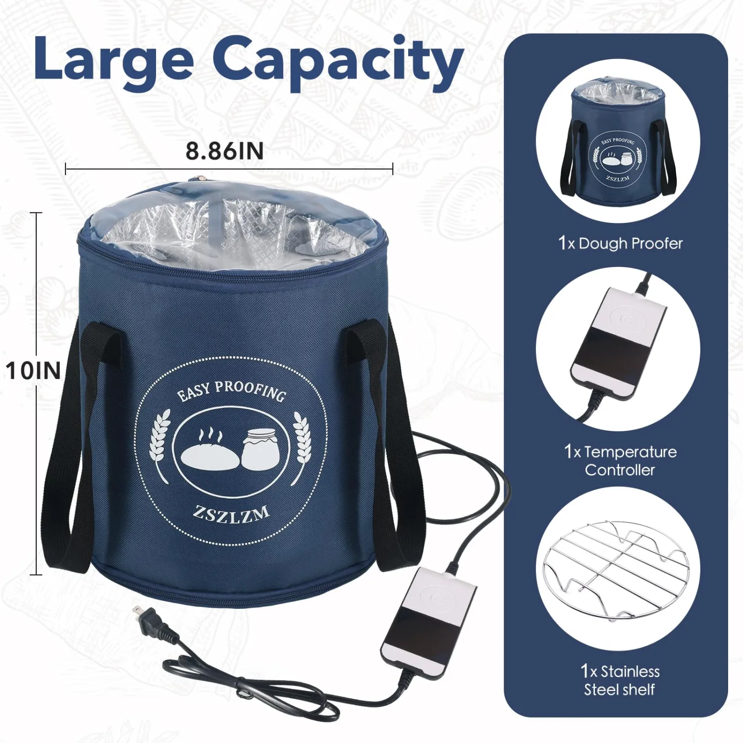 Dough Proofer for Sourdough Bread, Electric Fermentation Heating Bag with Digital Temp Controller & Timer (50-113°F), Collapsible Proofing Box & Food Warmer for Kombucha, Yogurt, Pizza