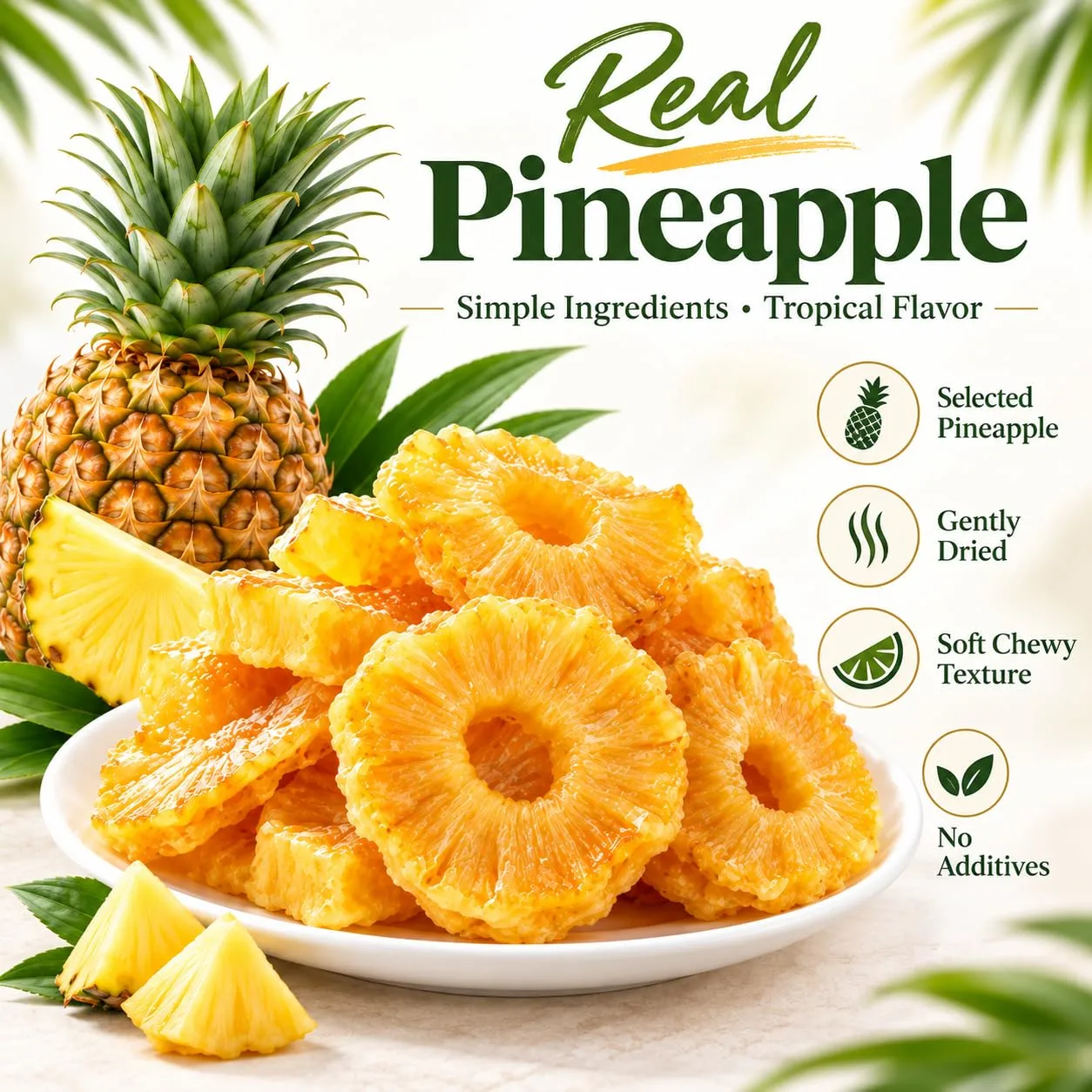 Hawaii’s Golden Dried Pineapple, 8.82 oz (250 g), Soft Chewy Snack