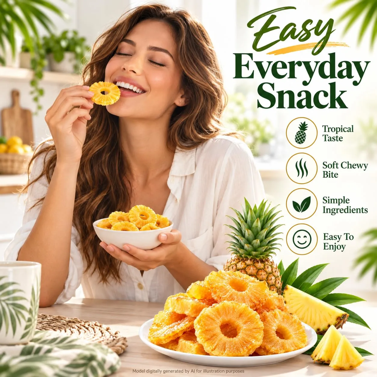 Hawaii’s Golden Dried Pineapple, 8.82 oz (250 g), Soft Chewy Snack