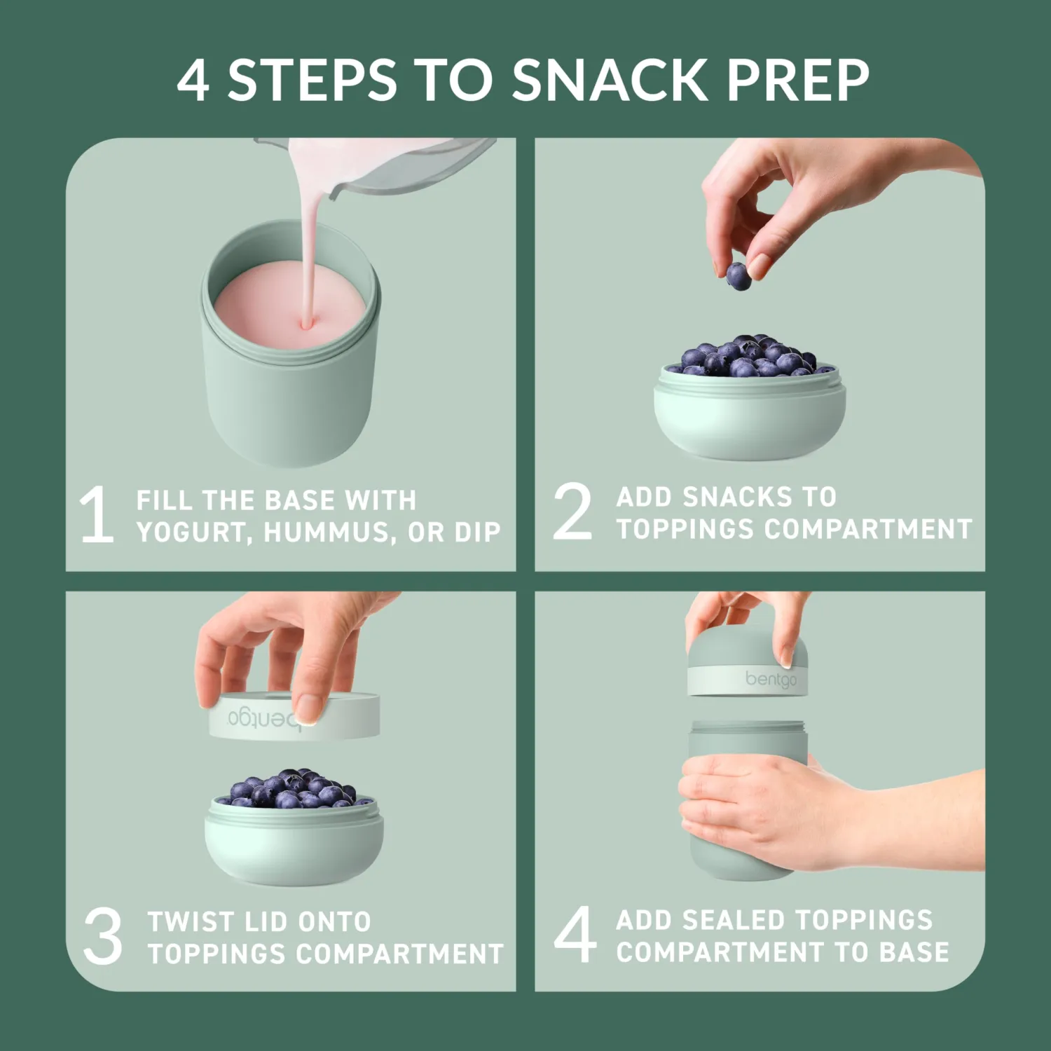 Bentgo Snack Cup, Leak-Proof Snack Container with Toppings Compartment