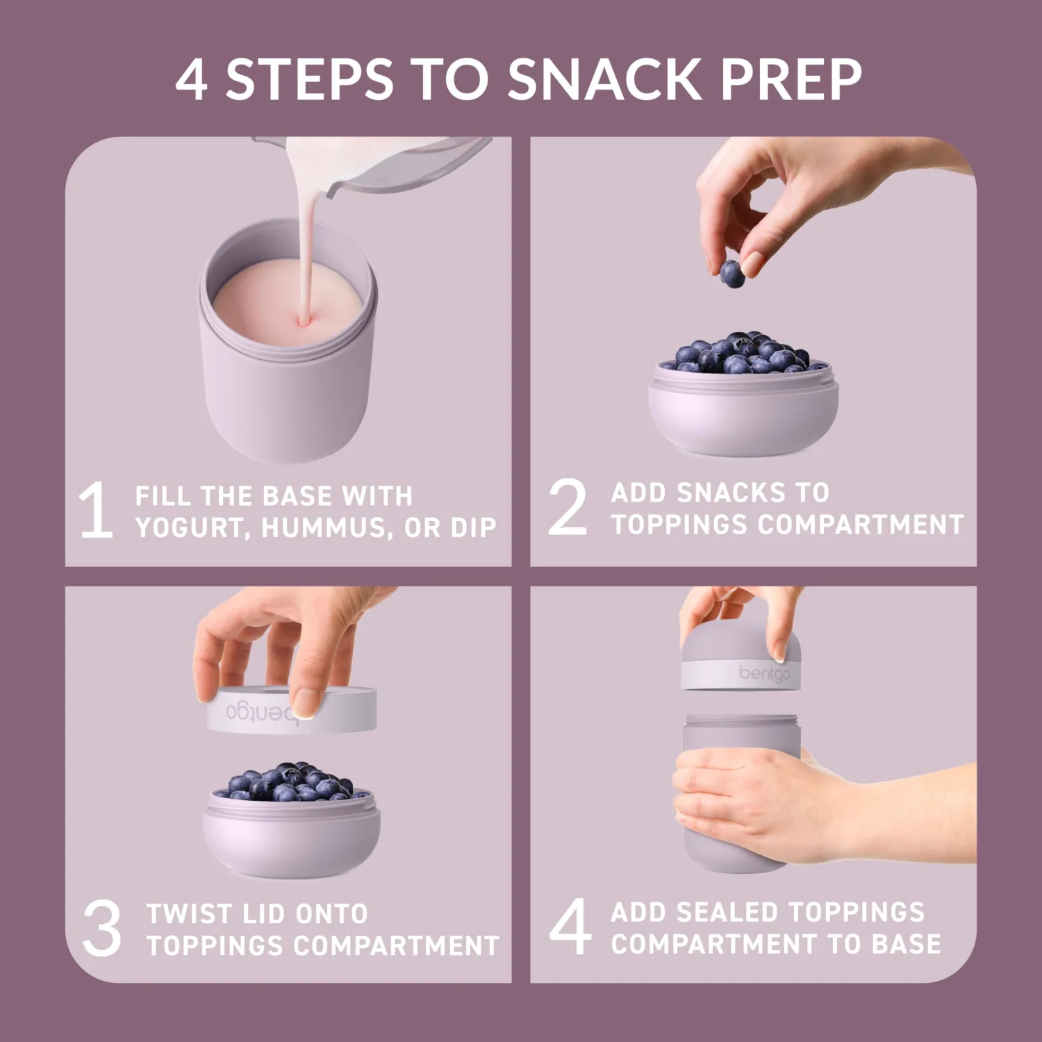 Bentgo Snack Cup, Leak-Proof Snack Container with Toppings Compartment