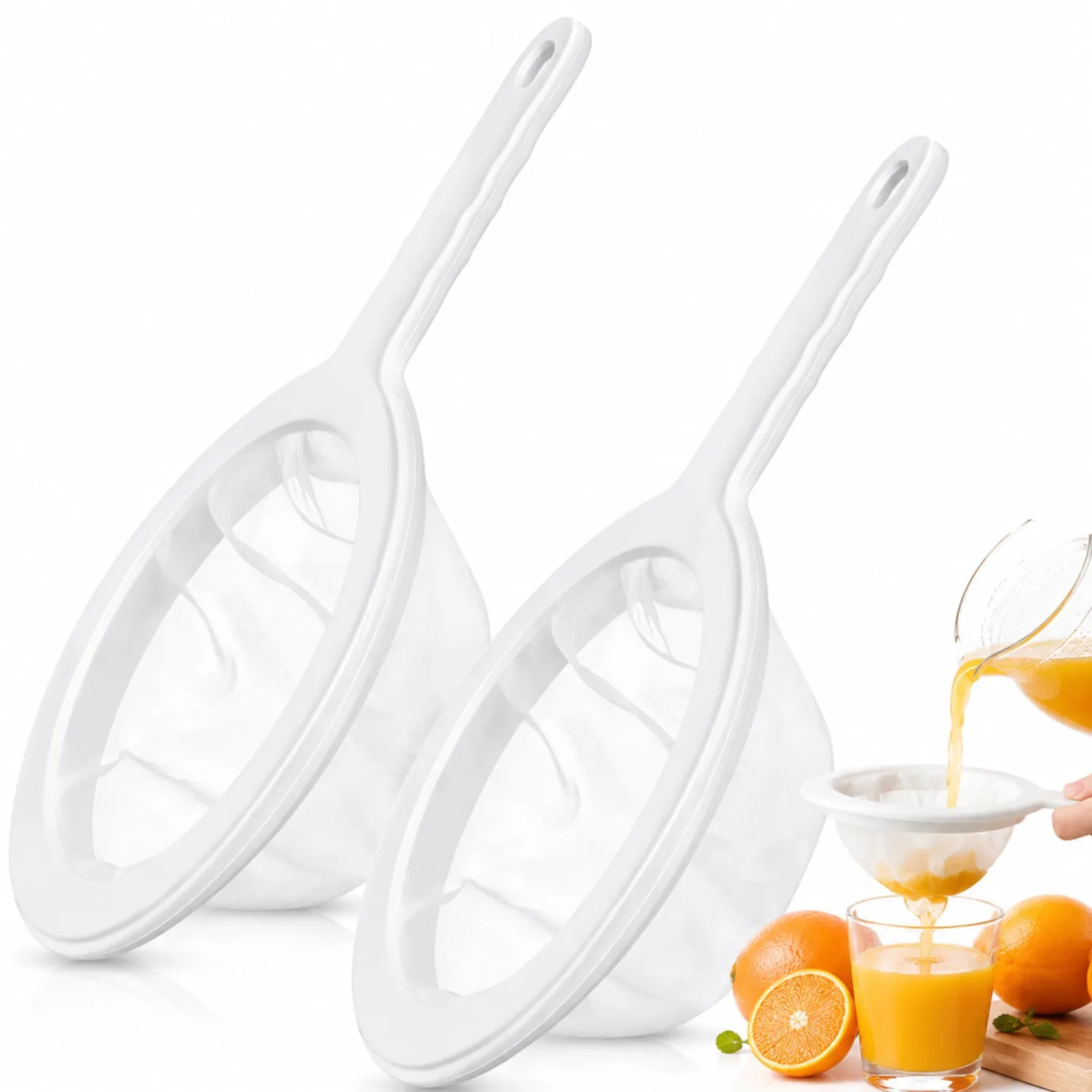 2 Pcs 200 Mesh Nylon Fine Mesh Strainer Spoons, Kitchen Food Yogurt Mesh