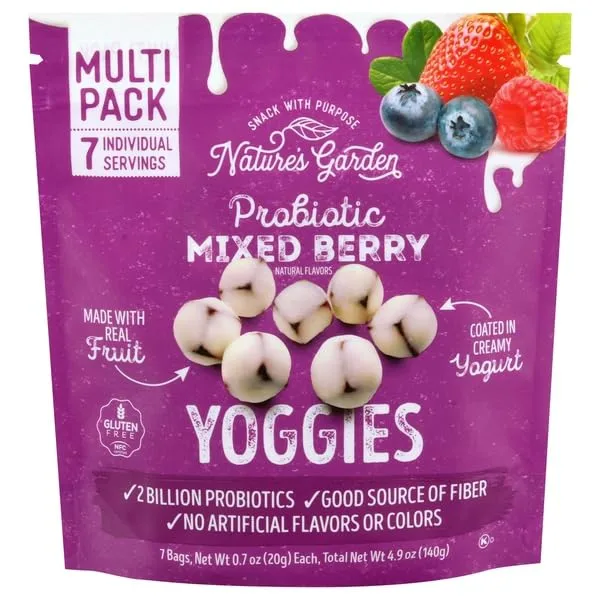 Nature's Garden, Probiotic Mixed Berry Yoggies Multi Pack, 0.7 Ounce