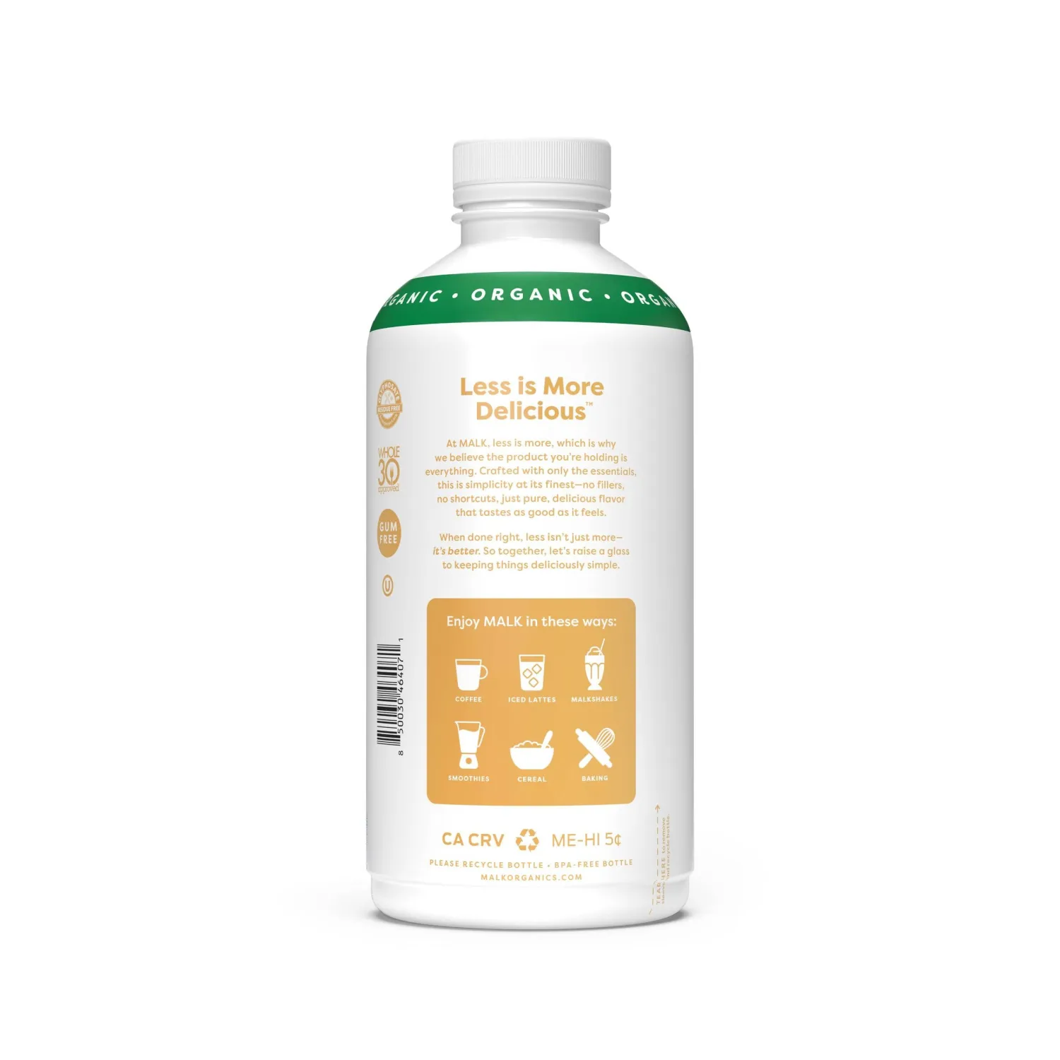 Malk, Cashew Malk Original Unsweetened Organic, 28 Fl Oz