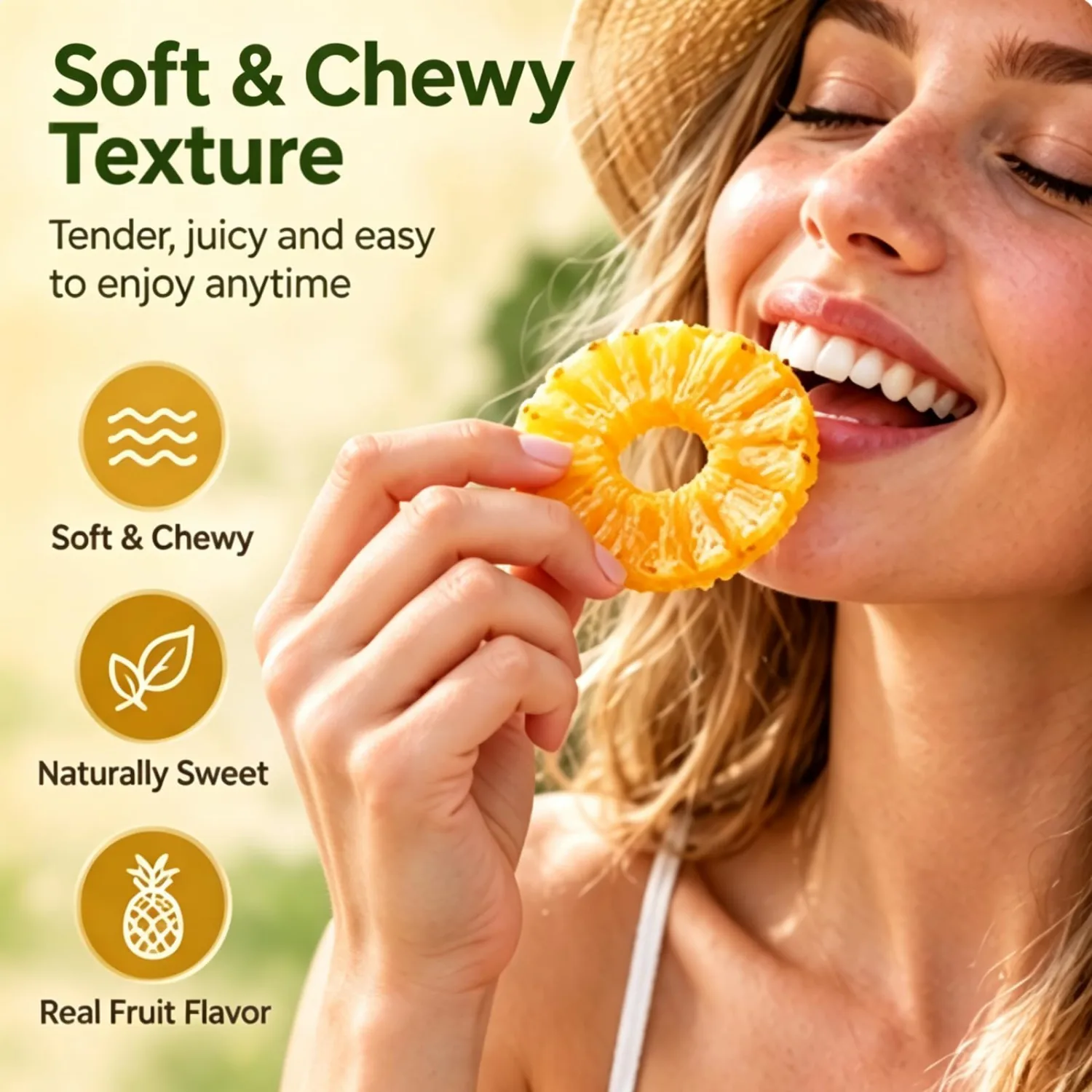Hawaii’s Golden Dried Pineapple, 8.82 oz (250 g), Soft Chewy Snack
