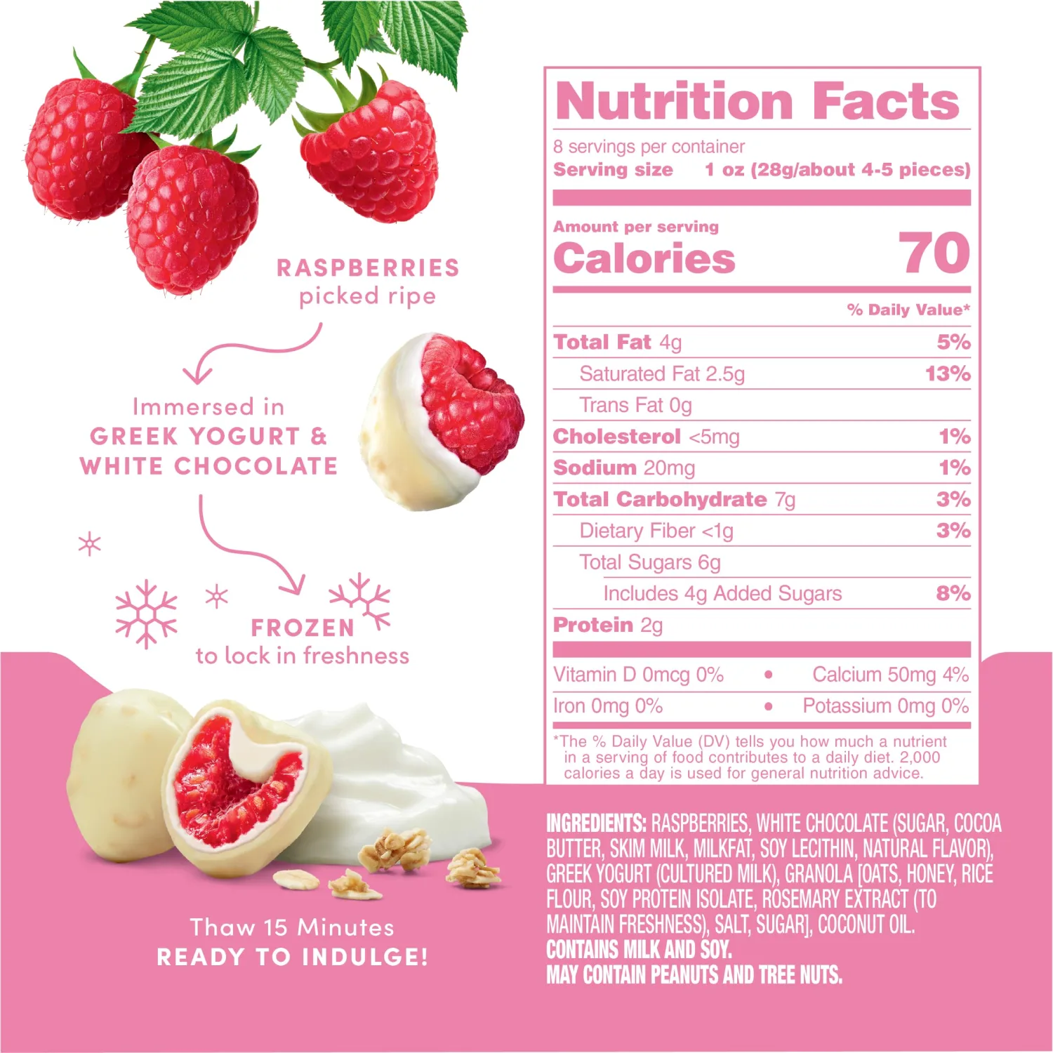 Tru Fru Frozen Raspberries in Greek Yogurt & Granola, 8 Ounce Bag