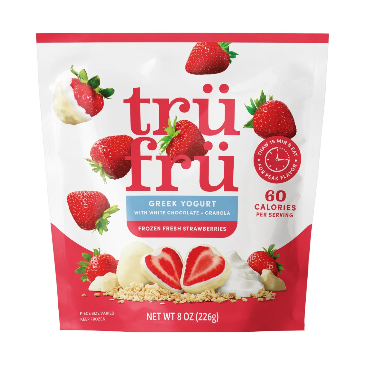 Tru Fru Frozen Strawberries in Greek Yogurt & Granola, 8 Ounce Bag